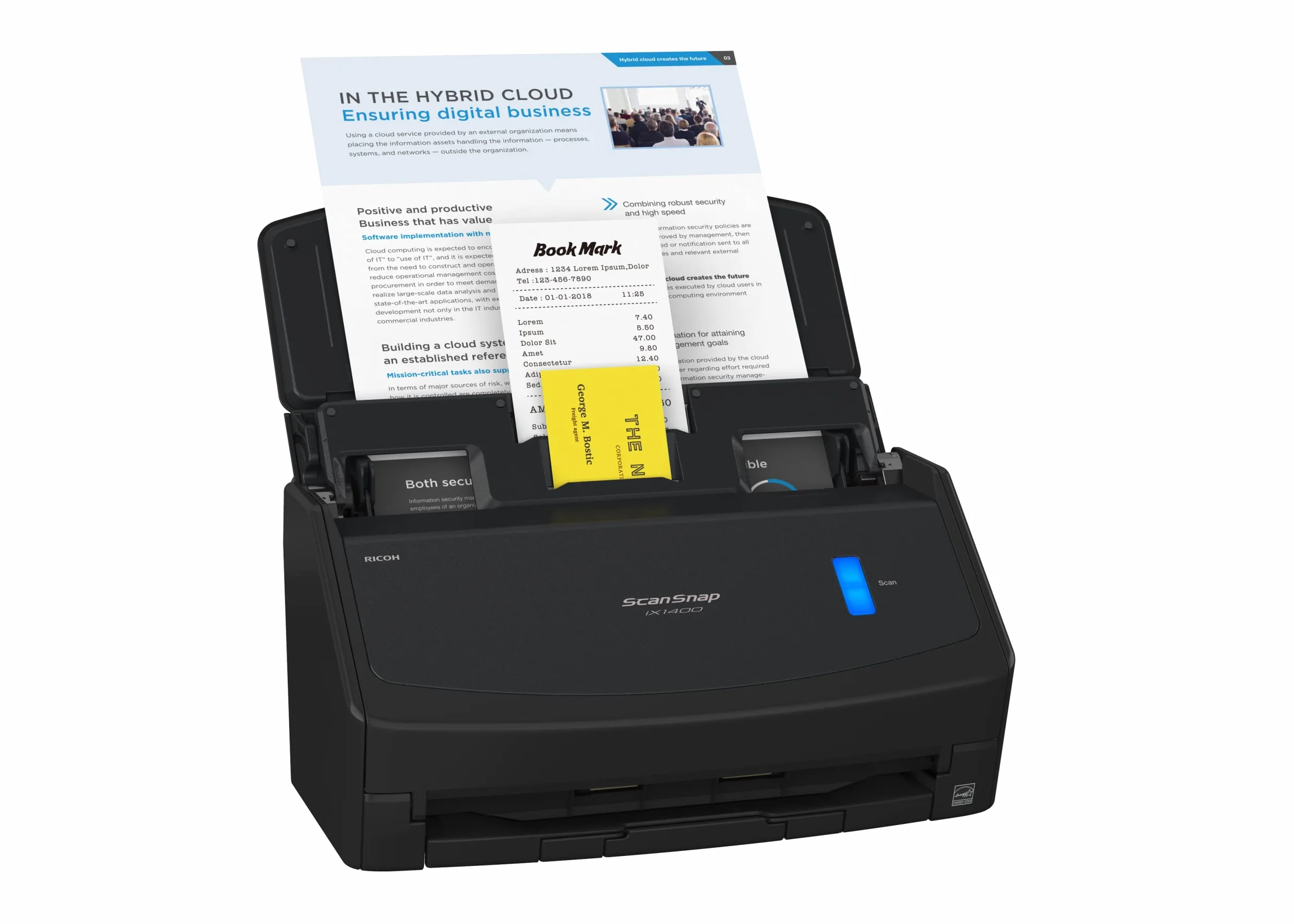 ScanSnap iX1400 czarny skaner A4, 40 ppm, skanowanie dwustronne. Automatyczny podajnik dokumentów zalecany 400 stron dziennie. USB 3.2