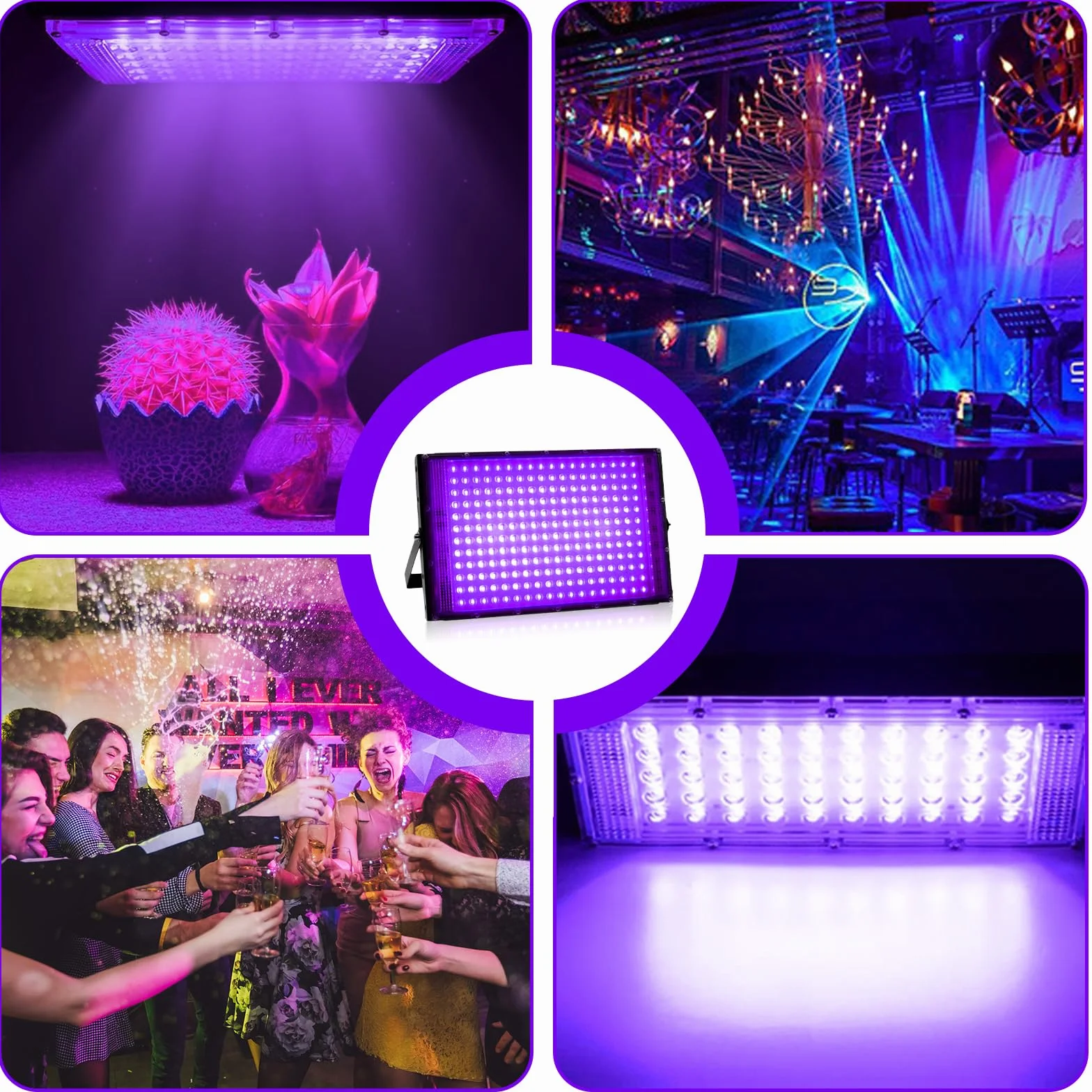 Asfrode Czarne światło UV, 150 W, reflektor LED, reflektor UV z wtyczką, oświetlenie imprezowe, do baru, dyskoteki, neonowe kolory, oświetlenie sceniczne, fluorescencyjne
