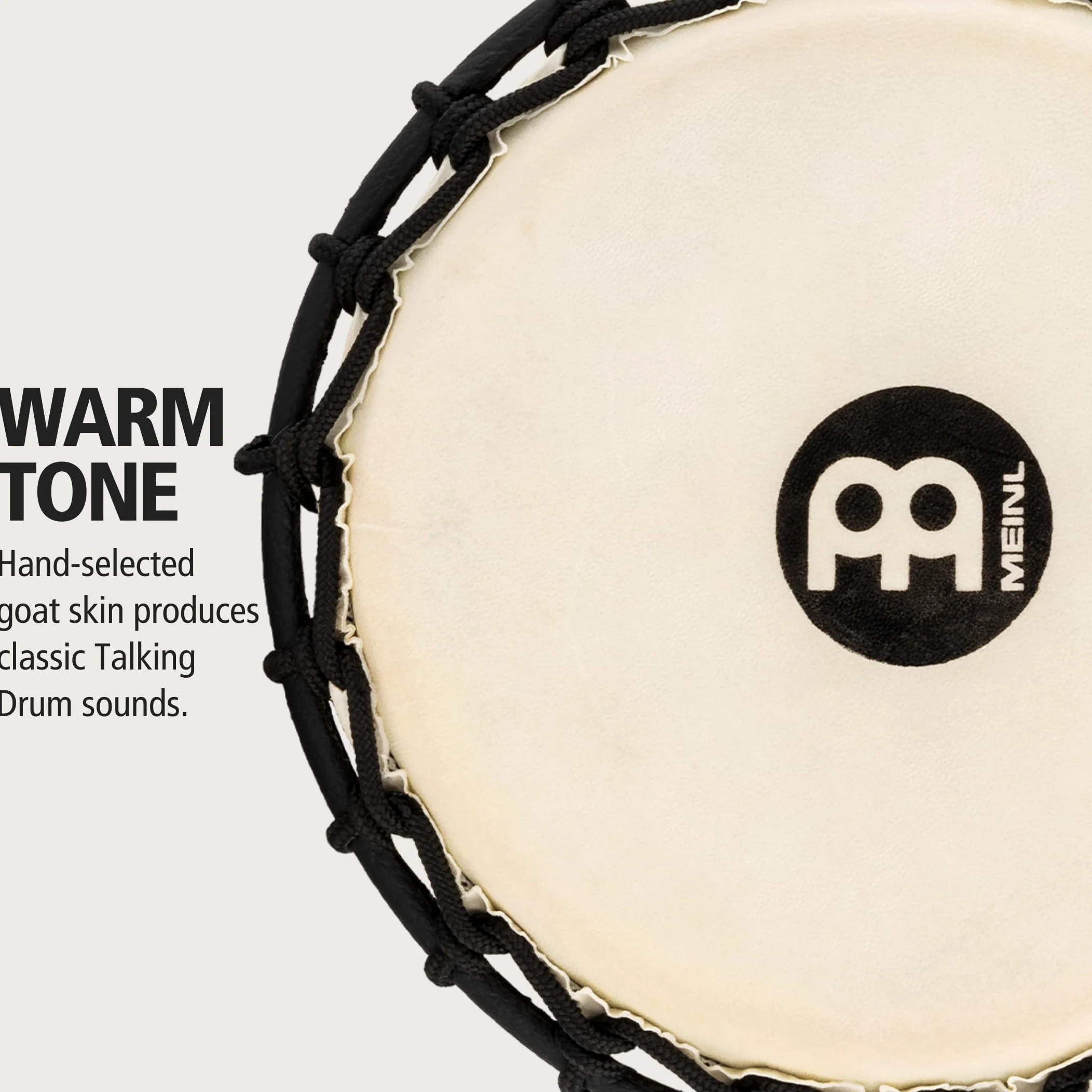 Meinl Percussion Drewniany bęben mówiący, średni, duży instrument z kozą skórą, wysokość 30,5 cm, w tym drewniany trzepak, mahoń, wielokolorowy (ATD-M)
