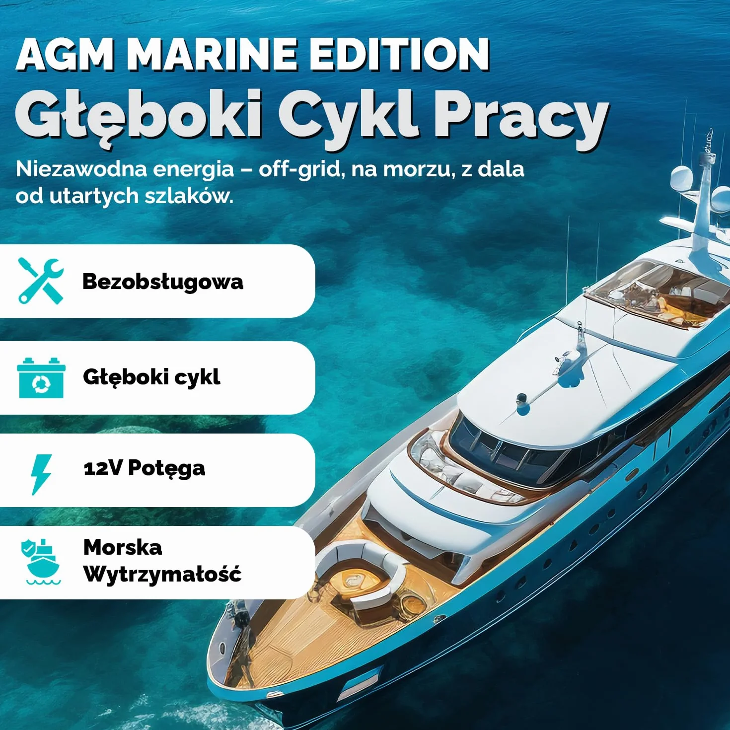 Bateria AGM 80Ah 12V – Akumulator Głęboko-Cykliczny Bezobsługowy do Kampera, Przyczepy, Łodzi, Movera, Systemów Solarnych i Zastosowań Off-Grid