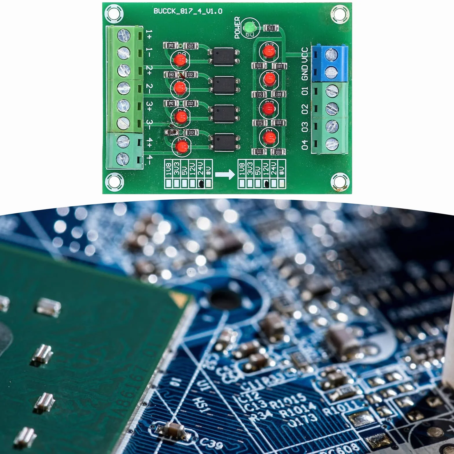 4-kanałowy Izolator Transoptorowy Moduł Konwertera Sygnału PLC PNP NPN na PNP 24V do 5V