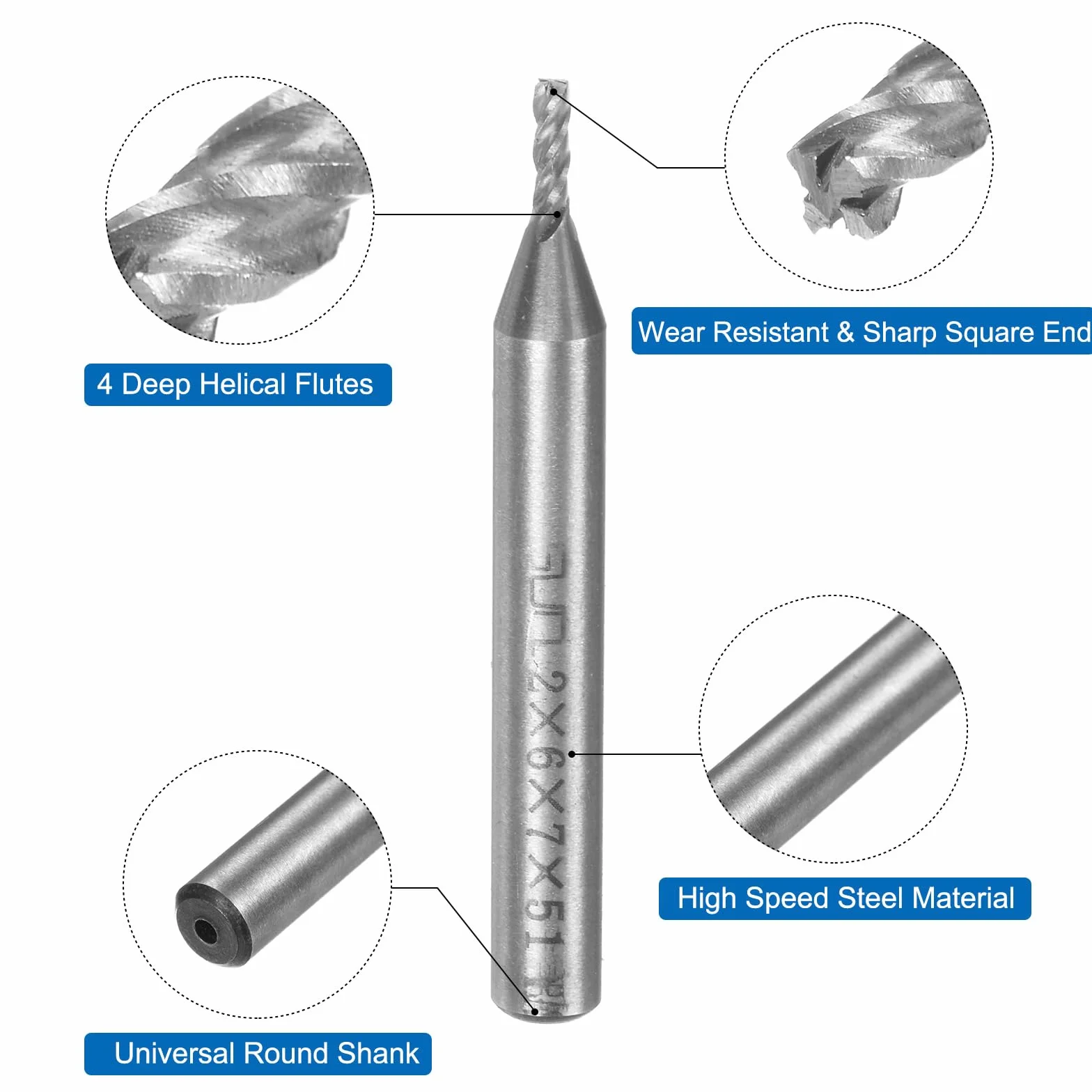 QUARKZMAN 3 szt. 2 mm x 6 mm 4 rowki HSS-AL Frez do świec prosty trzonek frez frez narzędzie