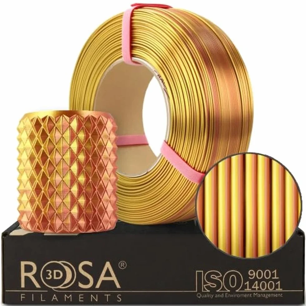 ROSA3D PLA Magic Silk Filament 1,75 mm do drukarek 3D, Złoto-miedziany Refill 1 kg