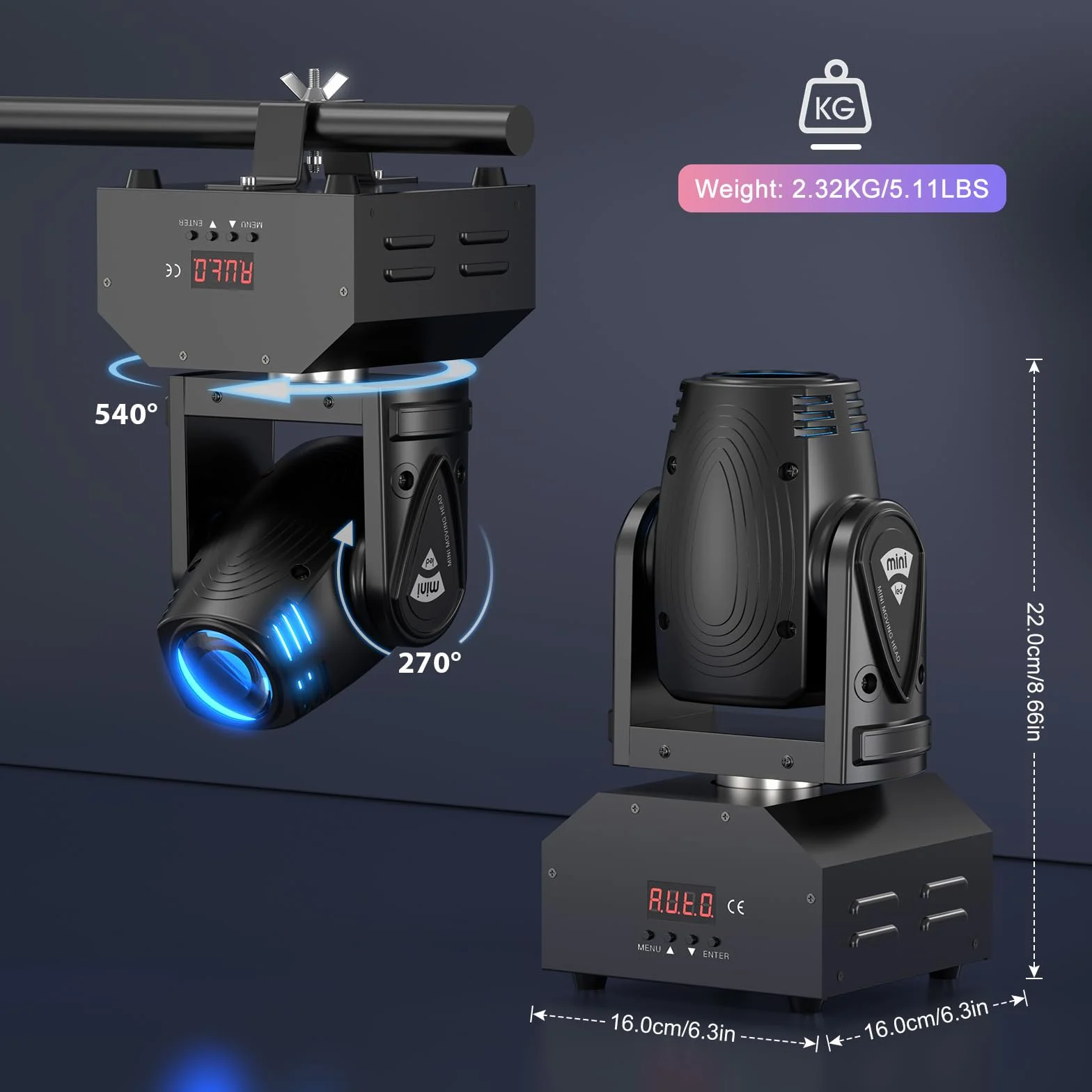UKing 30W LED Moving Head Beam DMX RGBW 11/13 CH Światło Dyskotekowe Efekty Świetlne Sterowanie Muzyką DJ