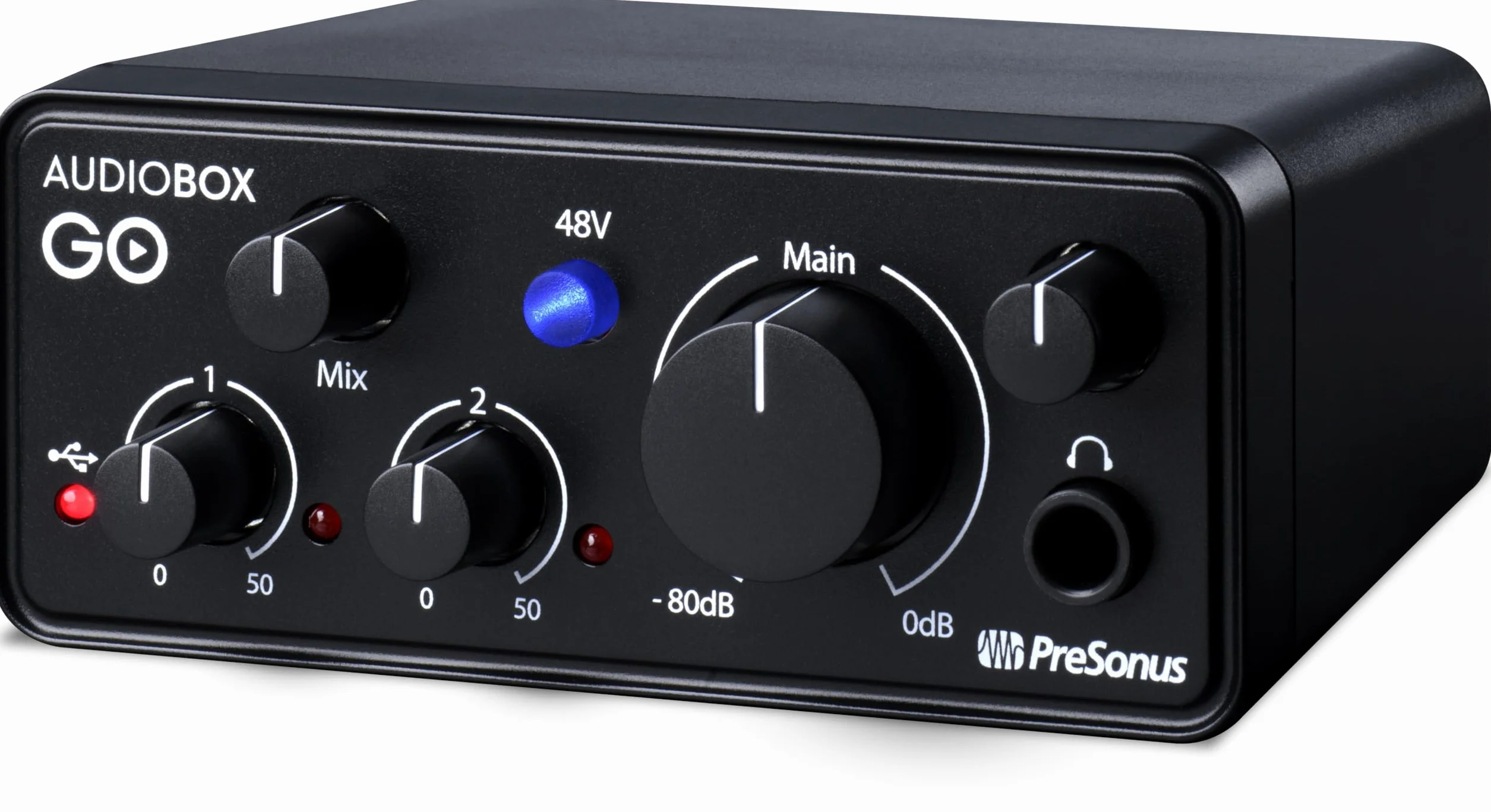 PreSonus AudioBox GO | Interfejs audio USB-C do produkcji muzyki z oprogramowaniem do nagrywania Studio One DAW, samouczki muzyczne, próbki dźwięku i instrumenty wirtualne