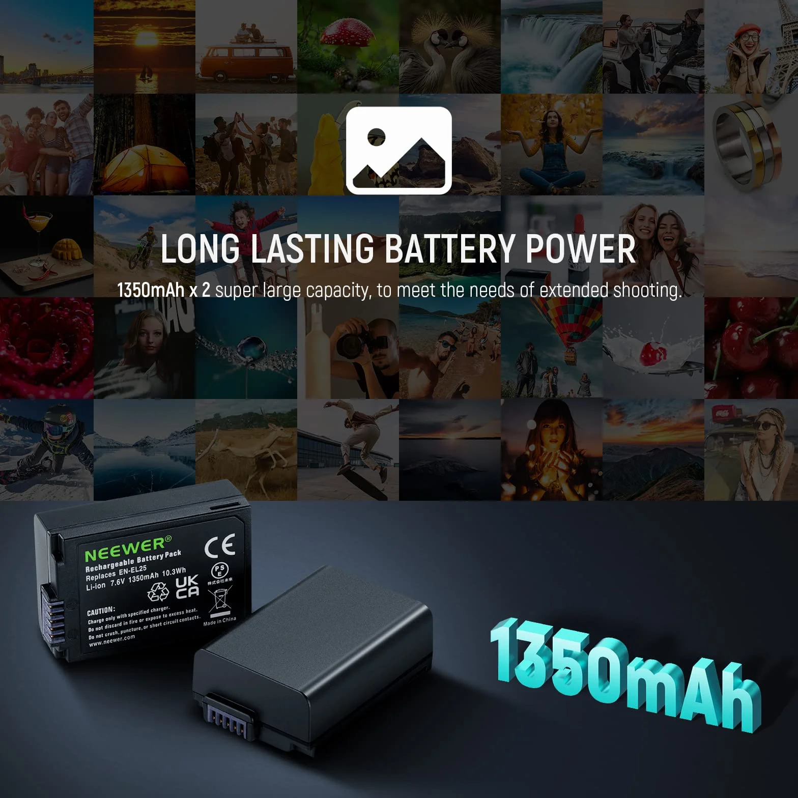 NEEWER EN-EL25 akumulator zamienny i ładowarka USB, zestaw 2 baterii 1350 mAh i dwukanałowa ładowarka USB typu C, kompatybilna z aparatem Nikon Z30 Z50 ZFC 4241 EN-EL25 akumulator MH-32 ładowarka