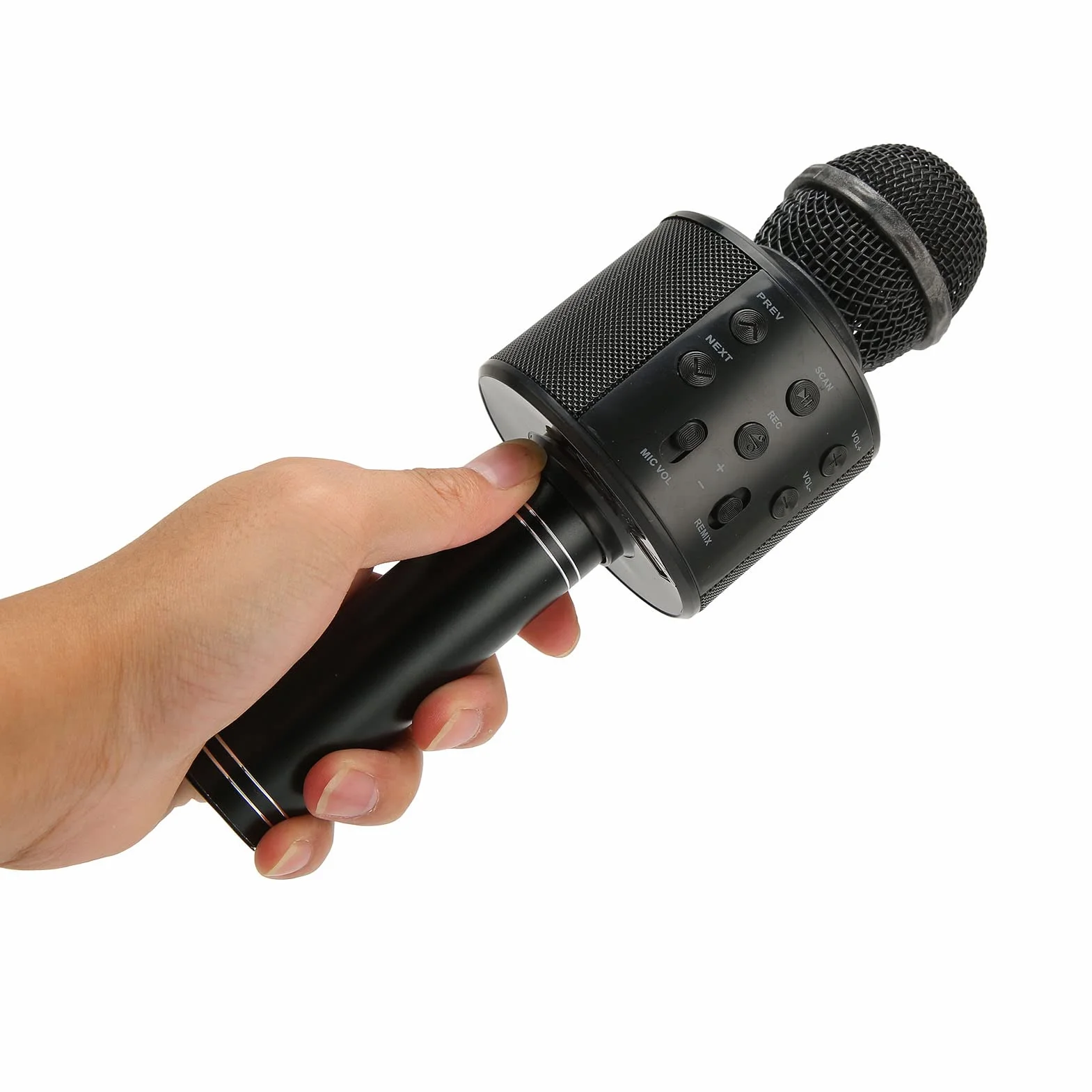 Bezprzewodowy Mikrofon do Karaoke Bluetooth, Przenośny Ręczny Głośnik z Mikrofonem 4 w 1, Stereofoniczna Maszyna do Karaoke dla Dzieci i Dorosłych, Prezenty Urodzinowe i świąteczne (Czarny)