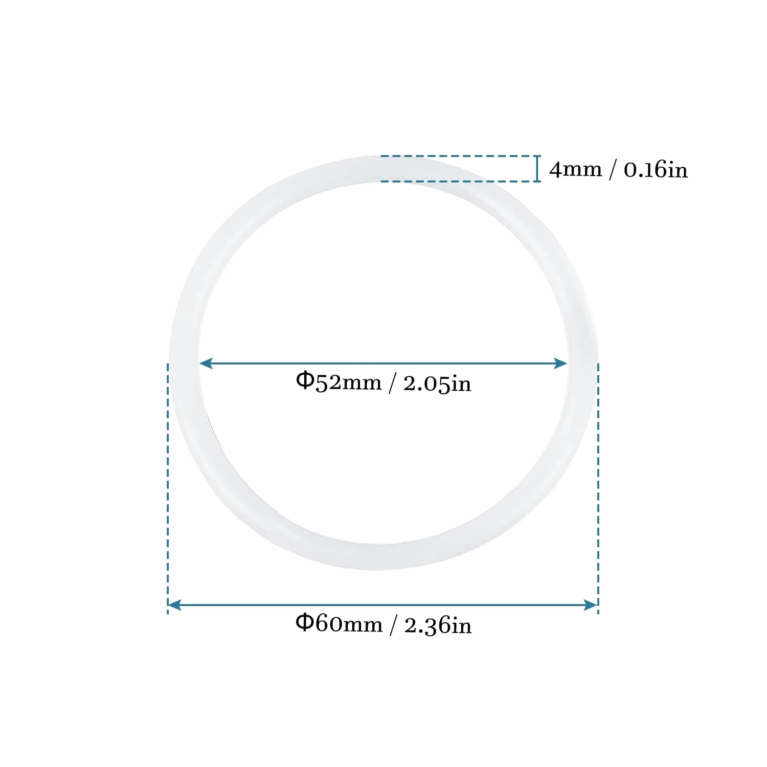 QUARKZMAN 60 x 52 x 4mm Silikon O-ring x 5 sztuk Uszczelka koło Uszczelka hydrauliczna i elastyczny kran, [Biały]