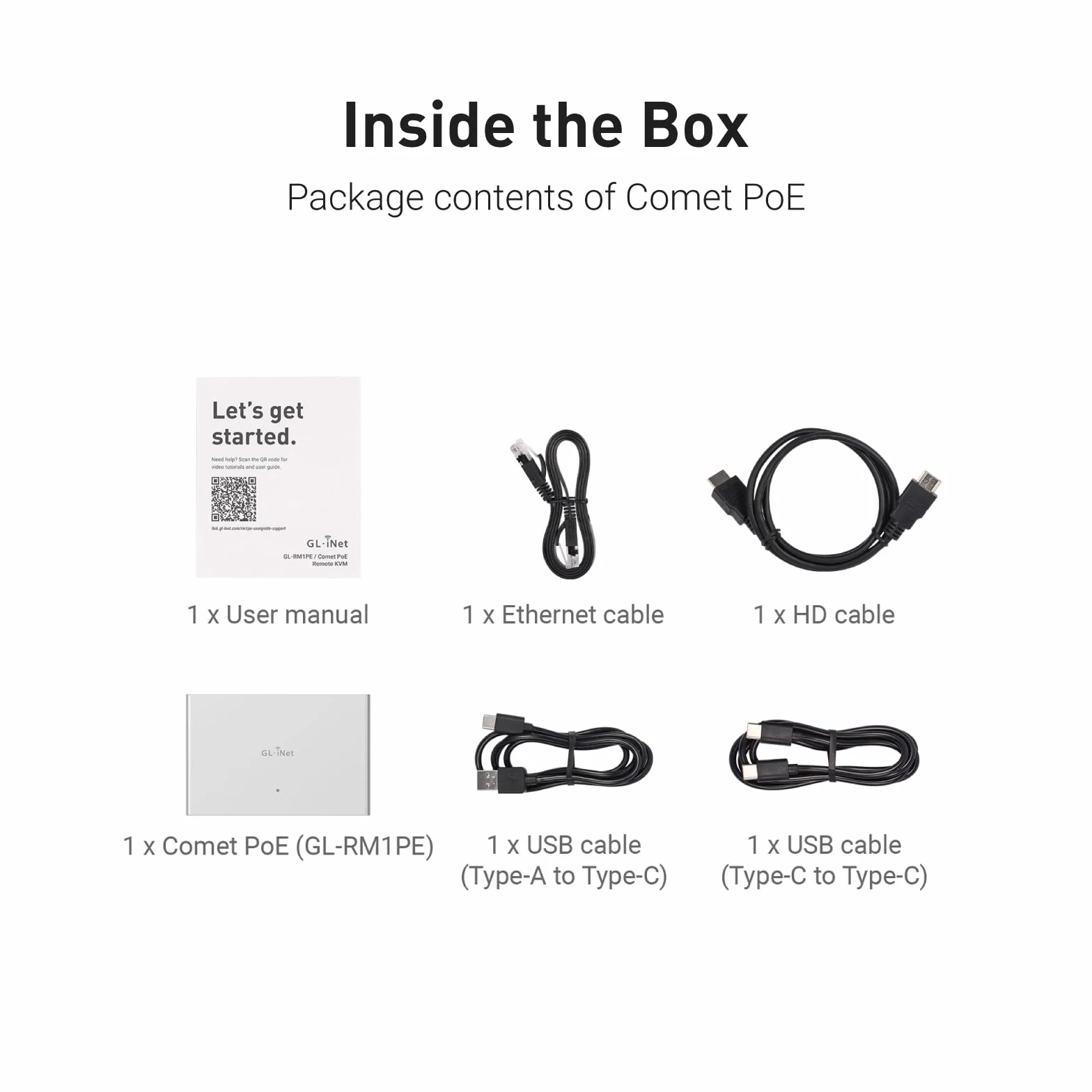 GL.iNet Comet PoE (GL-RM1PE) Zdalne sterowanie KVM przez Internet, opcja podwójnego zasilania PoE/typu C, 4K przy 30 Hz, 32 GB EMMC, obsługa do serwera PC, zdalny dostęp, zarządzanie energią