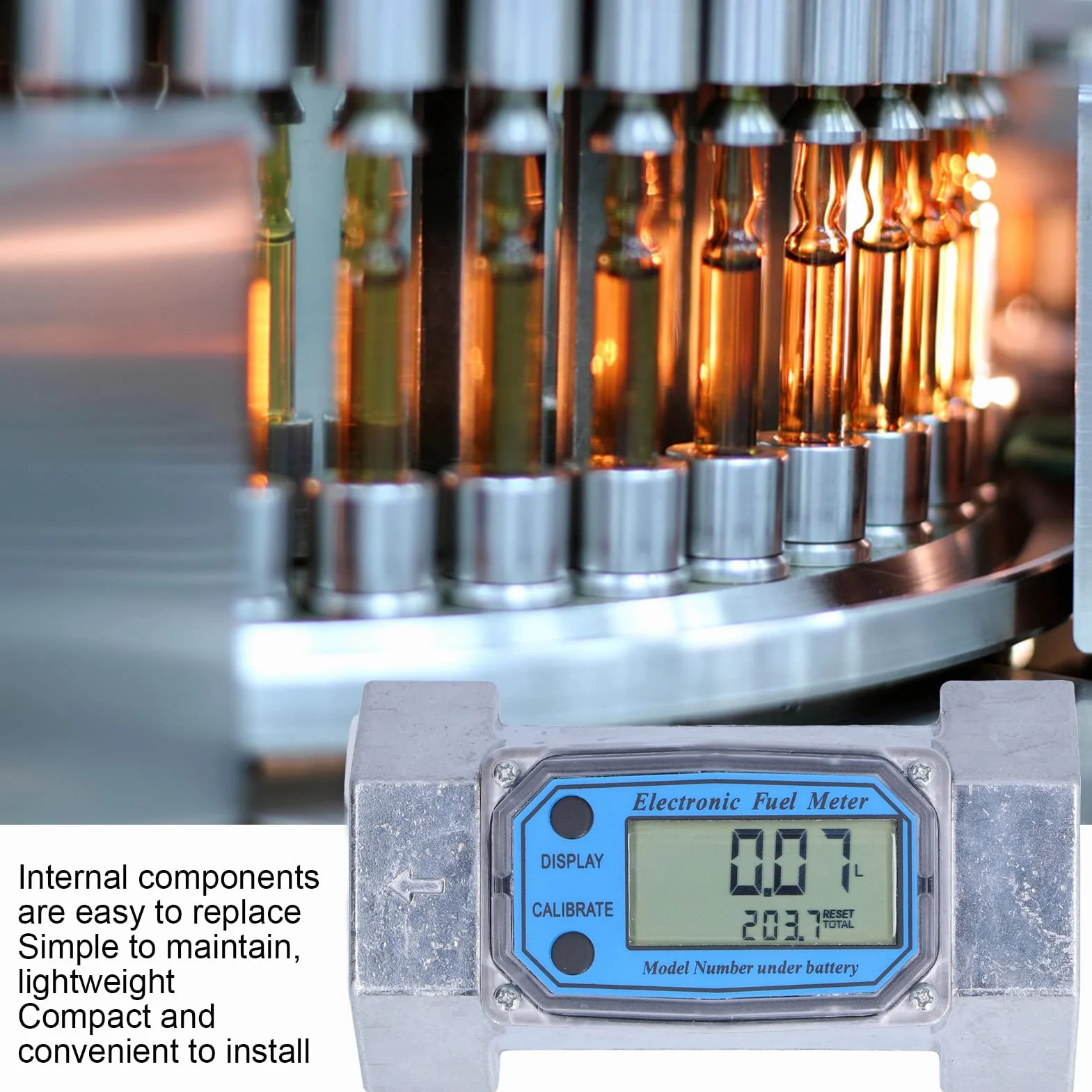 Przepływomierz Turbiny Elektroniczny Cyfrowy Przepływomierz 2in 2.3V-3.3V Przepływomierz Paliwa Płynnego Wody i Oleju Gazowego LLW-50 dla Medycyny Naftowej