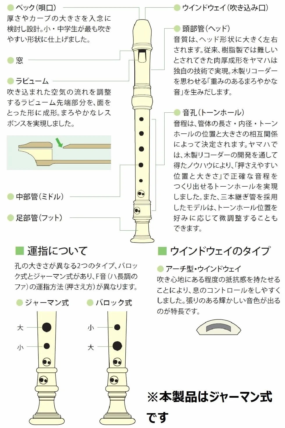 Yamaha Recorder - Soprano, German Fingering, Brown