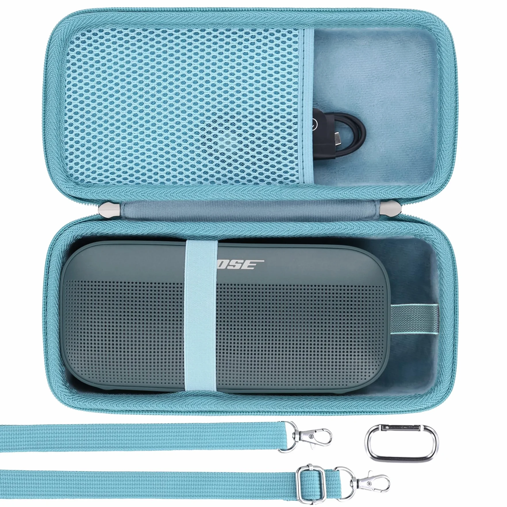 Khanka Twardy futerał kompatybilny z przenośnym głośnikiem Bluetooth Bose SoundLink Flex 2. generacji/Bose SoundLink Flex, kamienny niebieski, tylko etui
