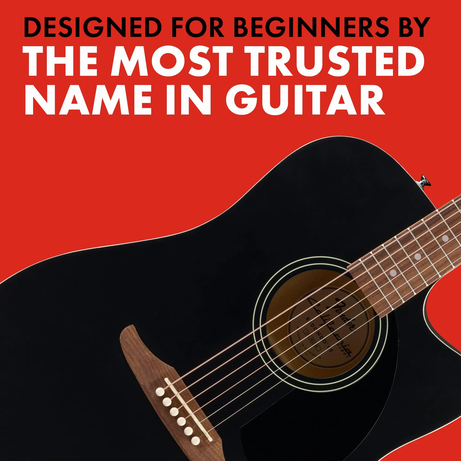 Fender California Debut Redondo Dreadnought z wycięciem gitara akustyczna CE, świerkowy top, czarny pickguard, czarny