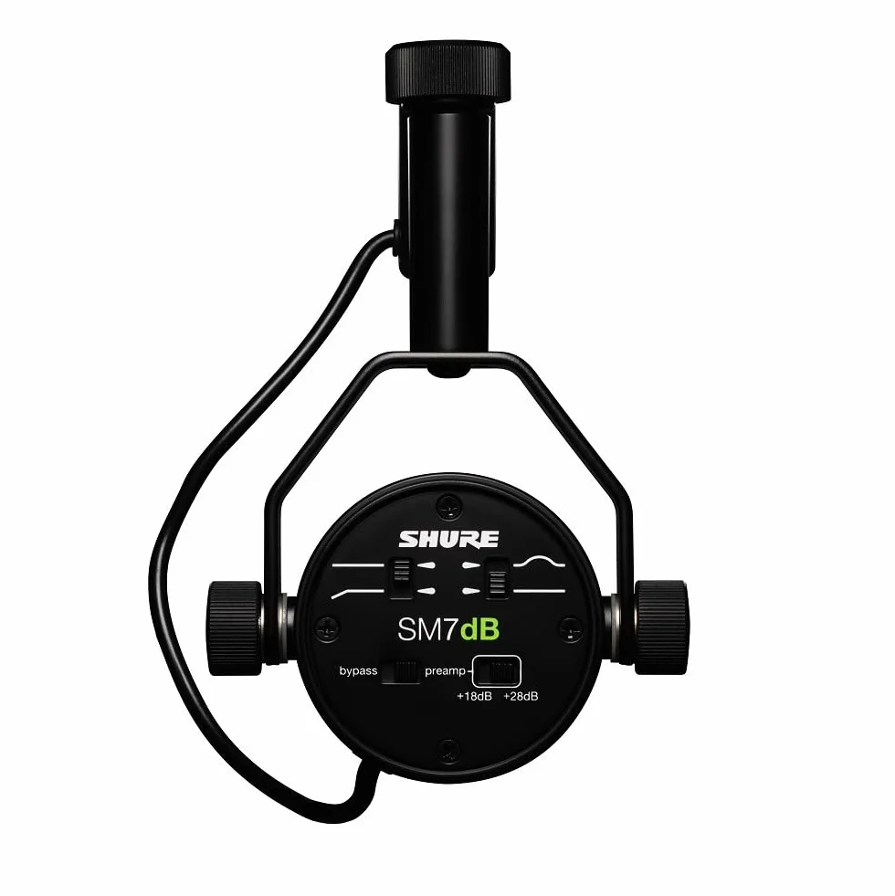 Shure SM7dB Dynamiczny mikrofon wokalowy do transmisji, podcastów i nagrywania, szeroki zakres częstotliwości, ciepły i gładki dźwięk, solidna konstrukcja, zdejmowana osłona przeciwwietrzna - czarny