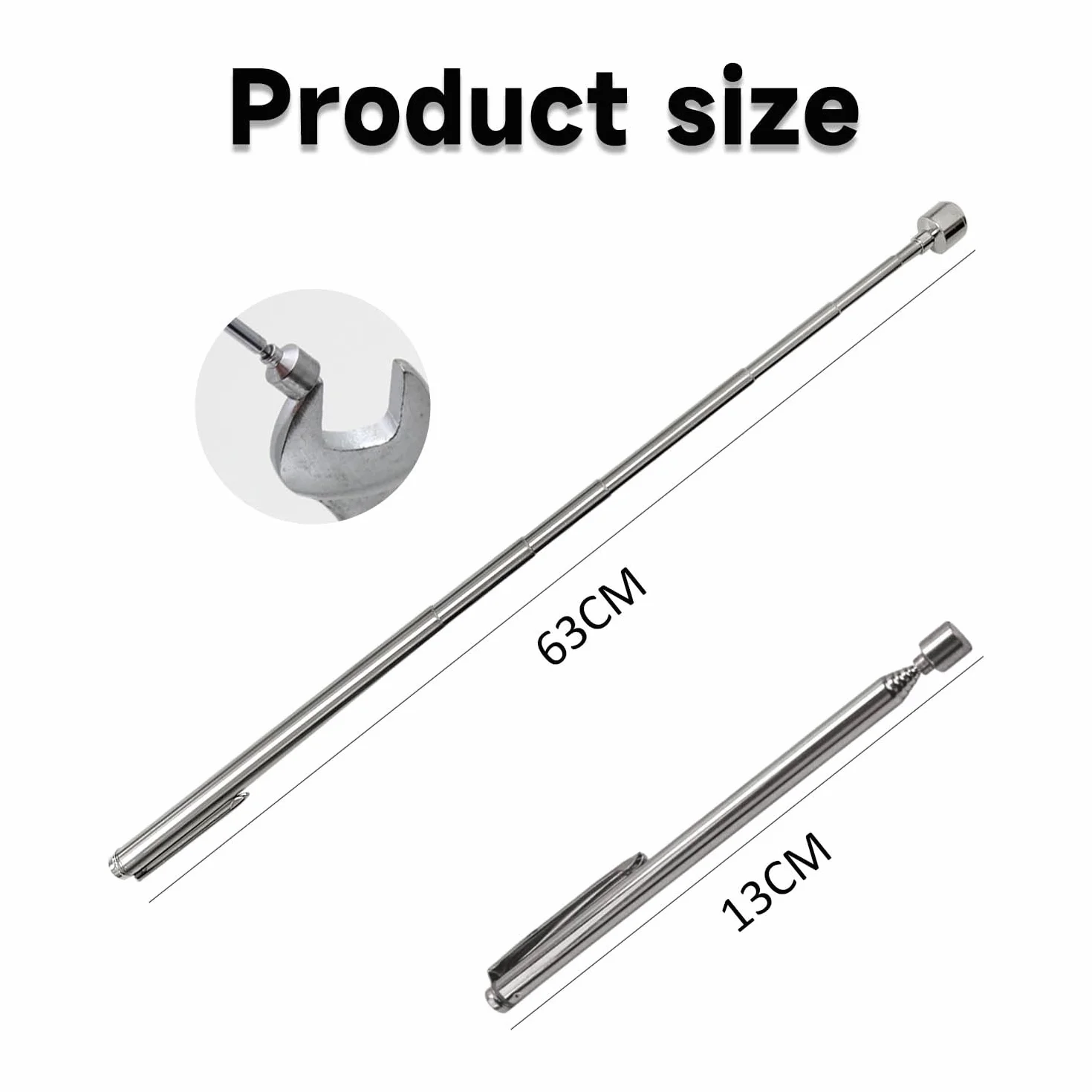 Teleskopowy drążek magnetyczny 63 cm - przenośne narzędzie do odzyskiwania - wysuwany magnes metalowy