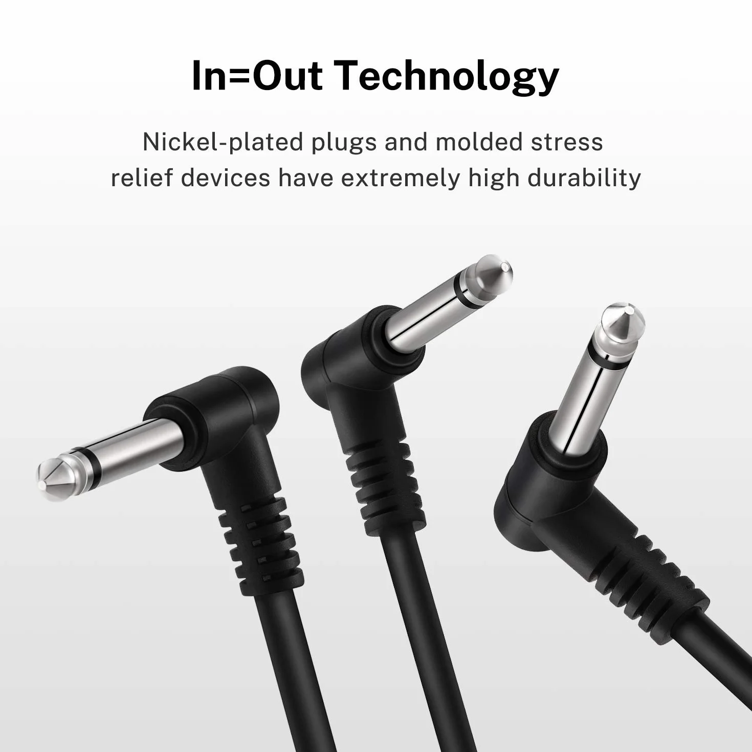 Donner Kabel krosowy do gitary, czarny, kable do pedałów efektów gitarowych, bezgłośne przewody TS Mono do pedałów gitarowych/basowych (6 szt.)