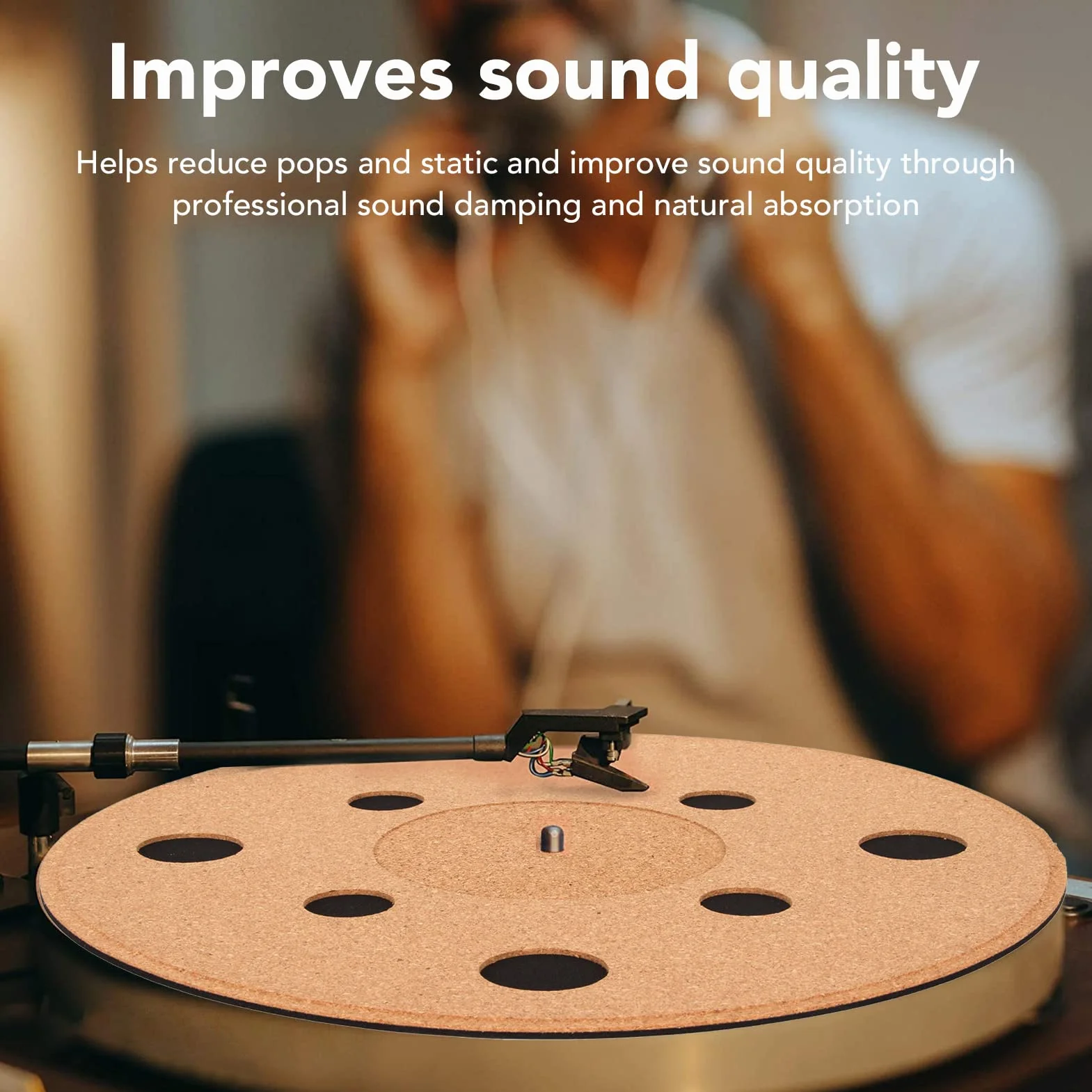 Korkowe Maty Gramofonowe, Antystatyczna Mata Gramofonowa z Korka 4 Mm, Maty Korkowe z wysoką wiernością do Gramofonów Winylowych LP Audiophile redukują Hałas