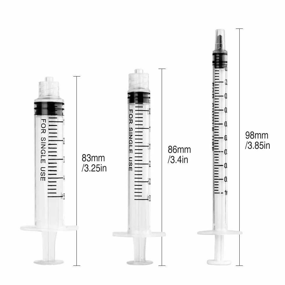 30 małych strzykawek 1 ml, 3 ml, 5 ml, plastikowe strzykawki z nasadką i igłą, strzykawka z tworzywa sztucznego, wielokrotnego użytku, strzykawka dozująca do przemysłu lub karmy dla zwierząt