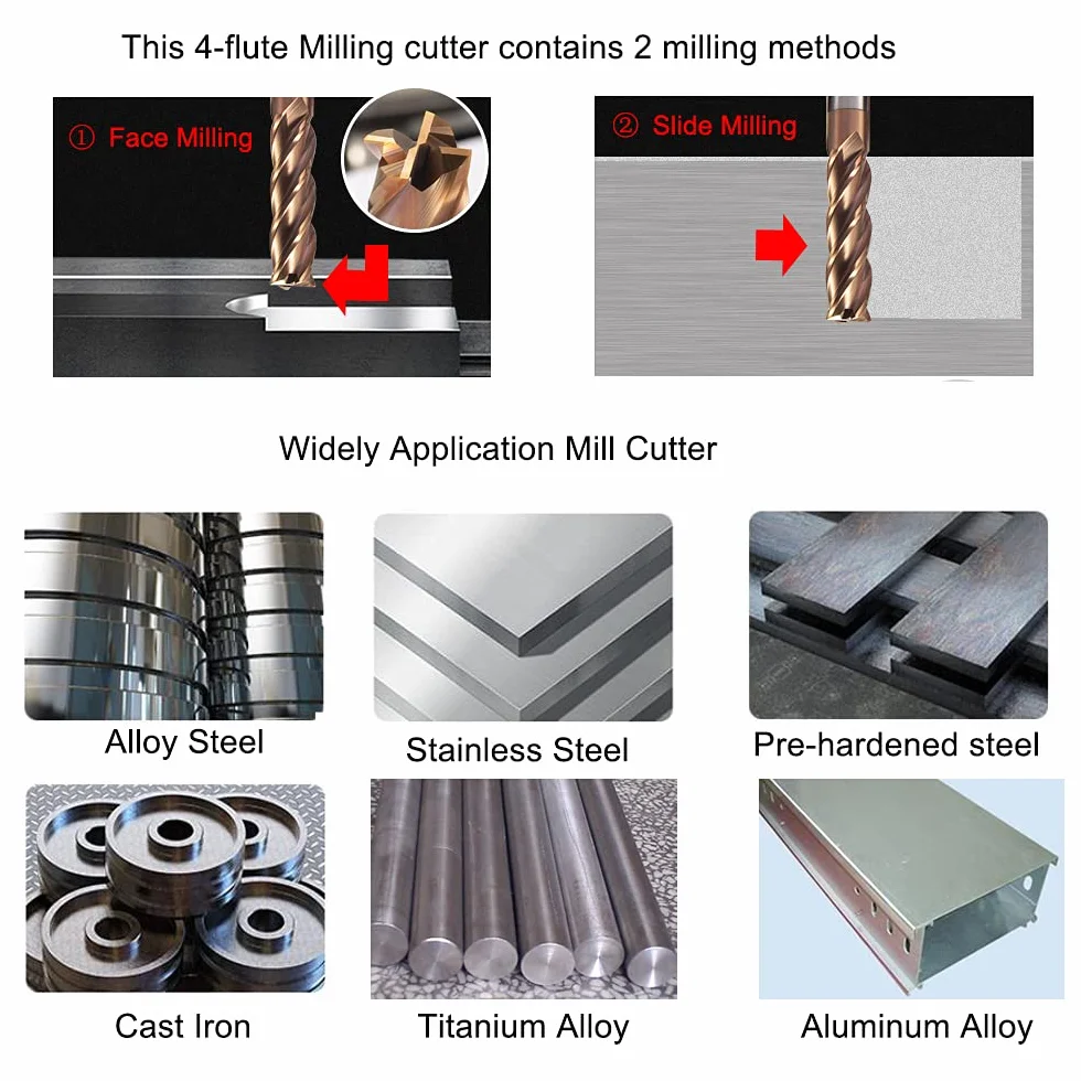 ASNOMY VHM Frez z twardym metalowym trzpieniem, AlTiN powlekany 55 HRC 4 cięcie, wiercenie, frezowanie, proste, zanurzane, CNC, węglik wolframu (8 mm)