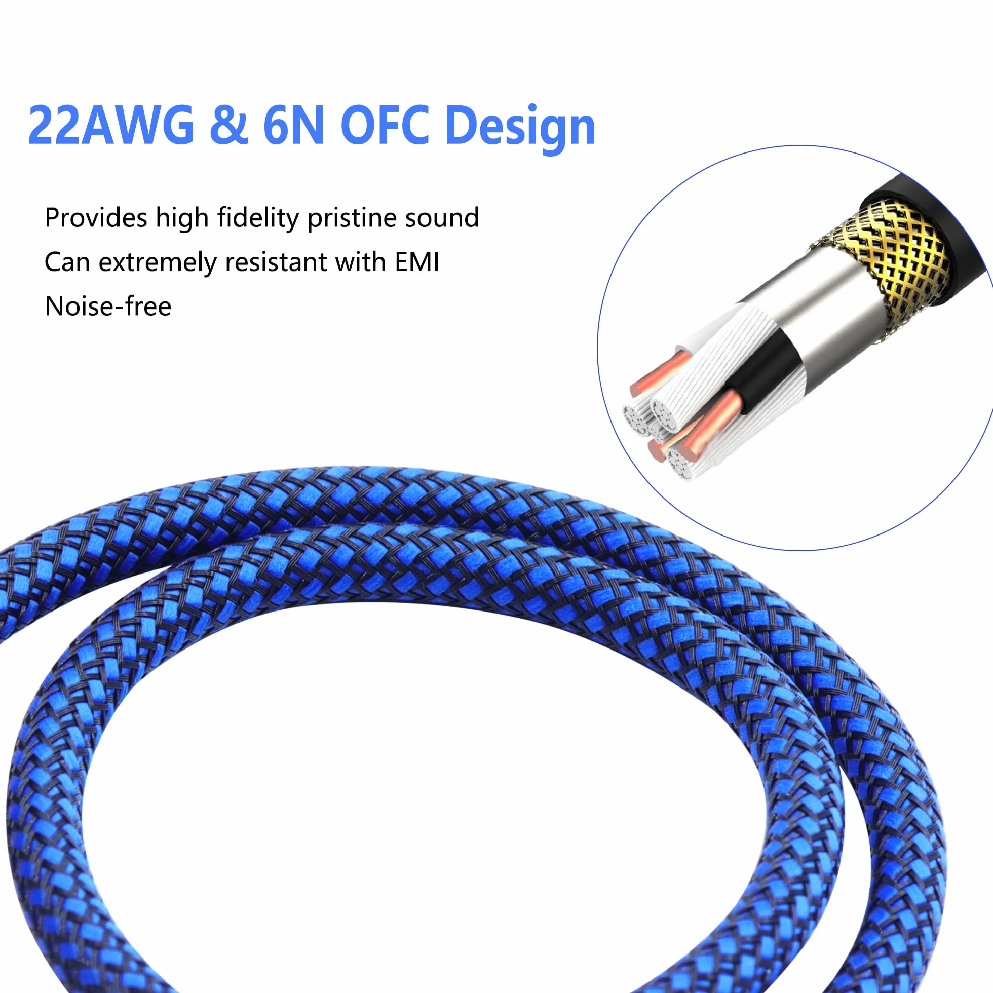 Kabel XLR, 3-stykowy kabel mikrofonowy, metalowa sprężyna, wtyczka XLR, wtyczka na kabel gniazda, do nagrywania studyjnego, miksera audio, oświetlenia scenicznego, niebieski (1,5 m)