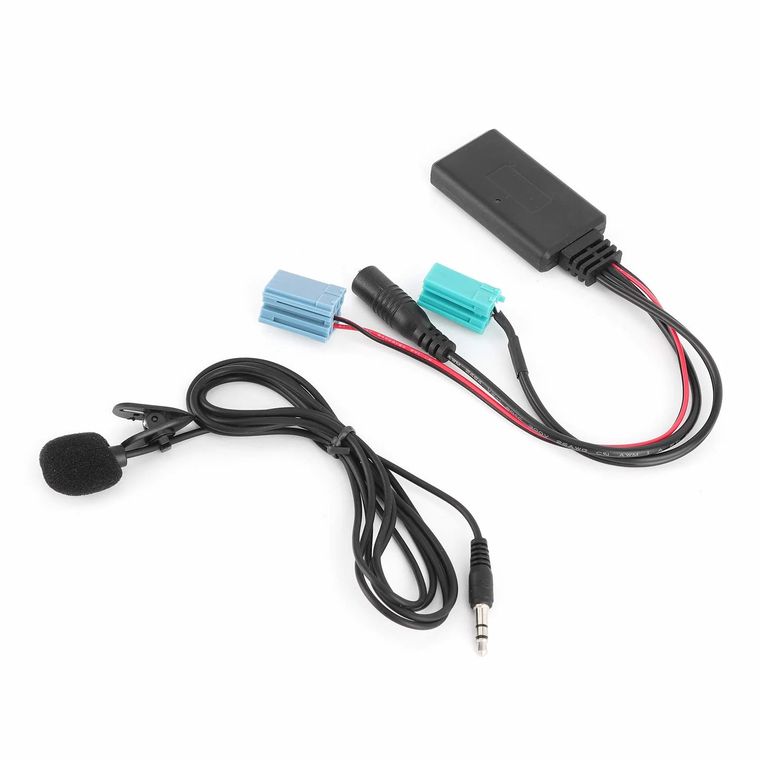 Dioche Adapter audio Bluetooth ABS 6-pinowy kabel audio Bluetooth samochodowy adapter stereo AUX-IN z mikrofonem kompatybilny z/Espace/Megane