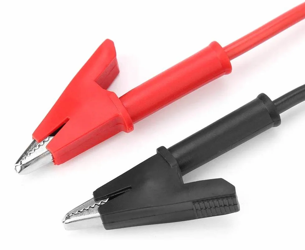 DollaTek 2 szt. 15 A 4 mm wtyk bananowy na zacisk krokodylkowy końcówka kontrolna kabel - czerwony + czarny