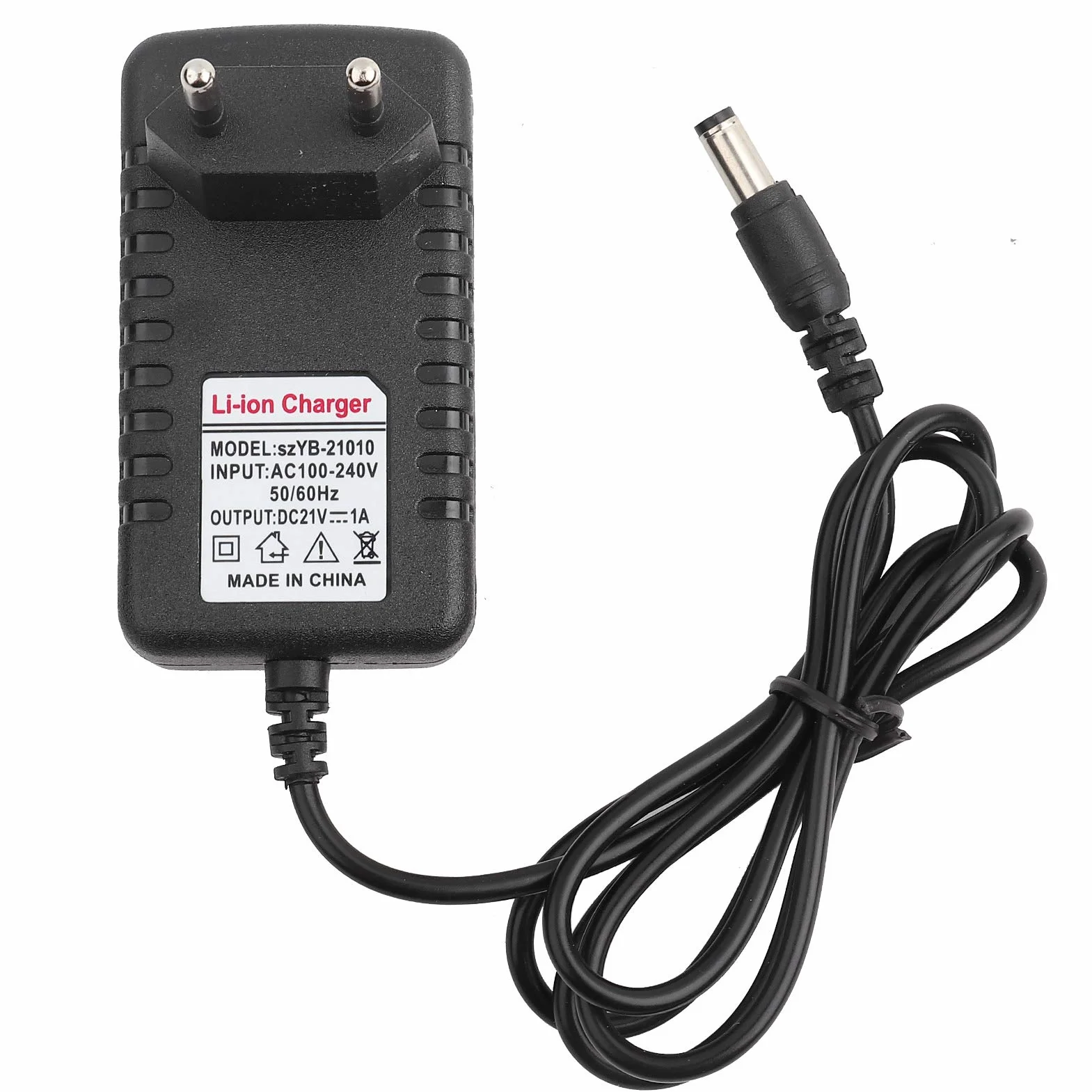 21 V 1A Ligi -Ion Akuaryjnik z Grubym Miedzianym Rdzeniem, Ognioodpornym Stopem PC i Szerokim Napięciem - ładowarka Adaptacyjna do (Wtyczka UE 100-240 V.)