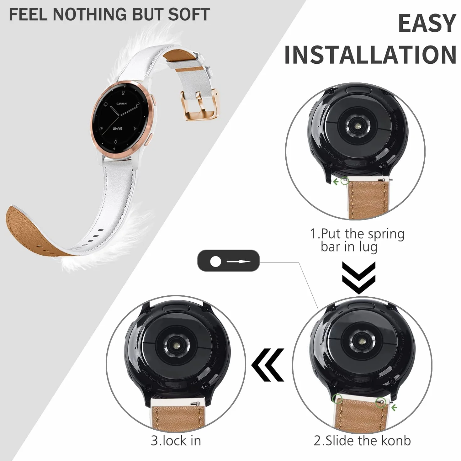 Issinlky oryginalny skórzany pasek kompatybilny Garmin Vivoactive 4S, Garmin Vivoactive 3S, Garmin Venu 2S, 18mm pasek do Fossil Women's Gen 5E 42 mm, Gen 6 42 mm, Fossile Q Venture Gen 3/Gen 4