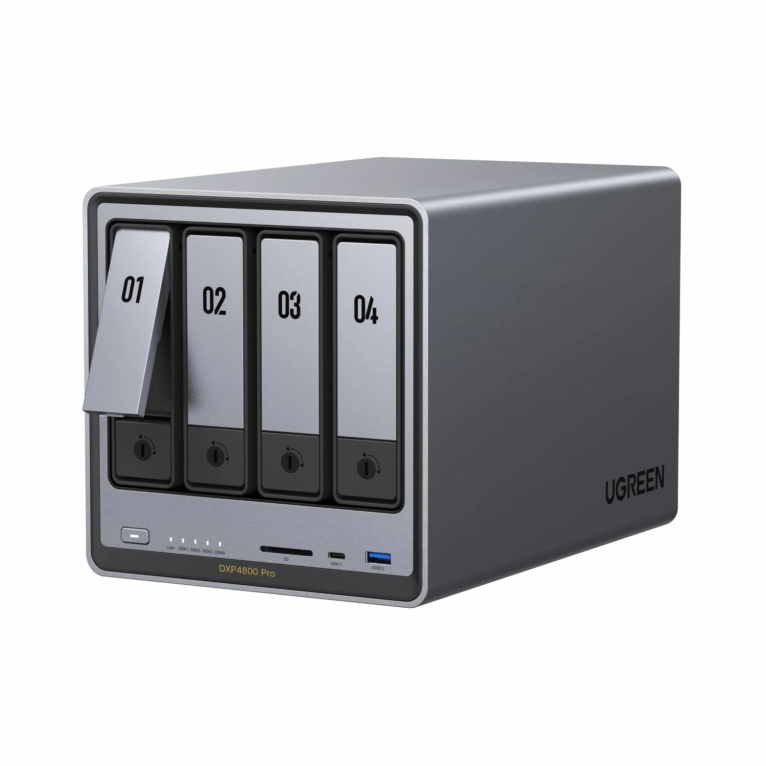 UGREEN NASync DXP4800 Pro NAS Stołowy 4 Gniazda, Procesor Intel i3-1315U 6 Rdzeni, 8GB Pamięć RAM DDR5 do 96GB, 128GB SSD, 1x 10GbE, 1x 2,5GbE, 2x Gniazda M.2 NVMe, HDMI 4K (Bez Dysków)