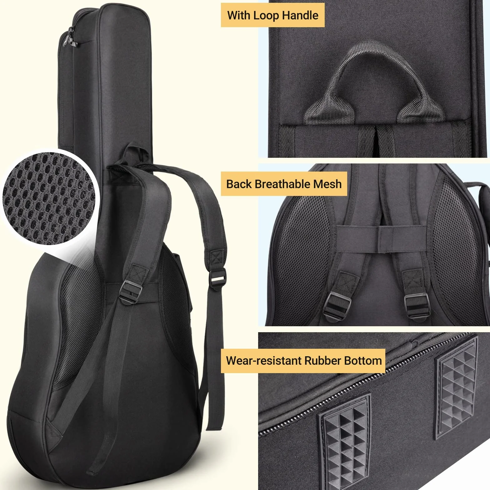 CAHAYA Torba na gitarę Gig Bag wyściełana torba 18 mm wodoszczelna torba na gitarę, czarny, No