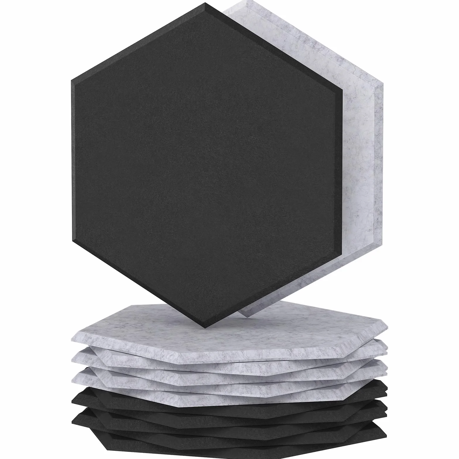 TONOR 12-pak Panele Akustyczne Samoprzylepne, 30×26×1 cm Panel Akustyczny Ścienny, Pianka Akustyczna Wysokiej Gęstości do Studia/Biura/Sypialni/Salonu, Czarny & Jasnoszary