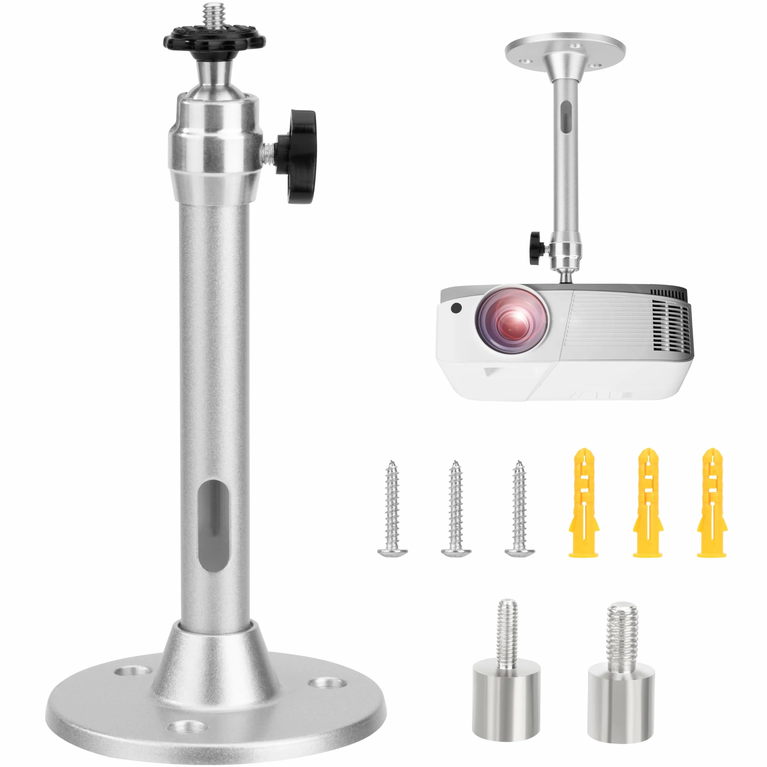 QIMEI-SHOP Uchwyt do projektora sufitowego Mini aluminiowy wspornik projektora 5 kg Obrotowy o 360° do mini projektora wideo