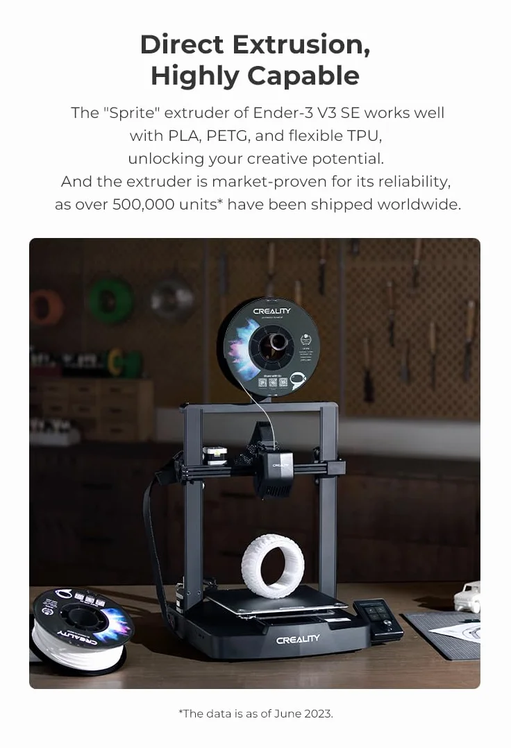 Creality Ender 3 V3 SE Drukarka 3D, prędkość druku 250 mm/s, automatycznie poziomująca się drukarka 3D FDM CR Touch z ekstruderem Sprite Direct, podwójna oś Z, rozmiar wydruku 220x220x250 mm