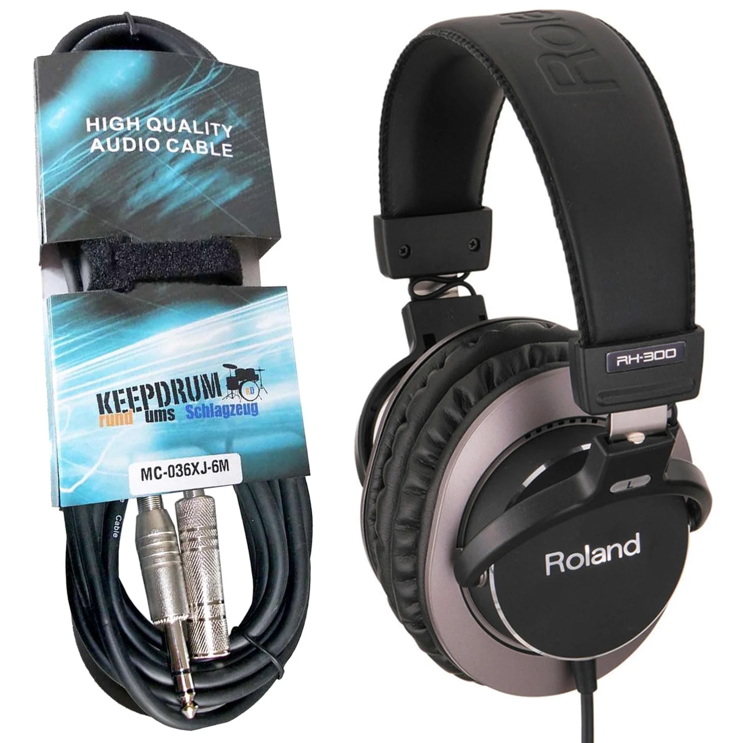 Roland RH-300 zamknięte słuchawki studyjne + keepdrum przedłużacz 3 m