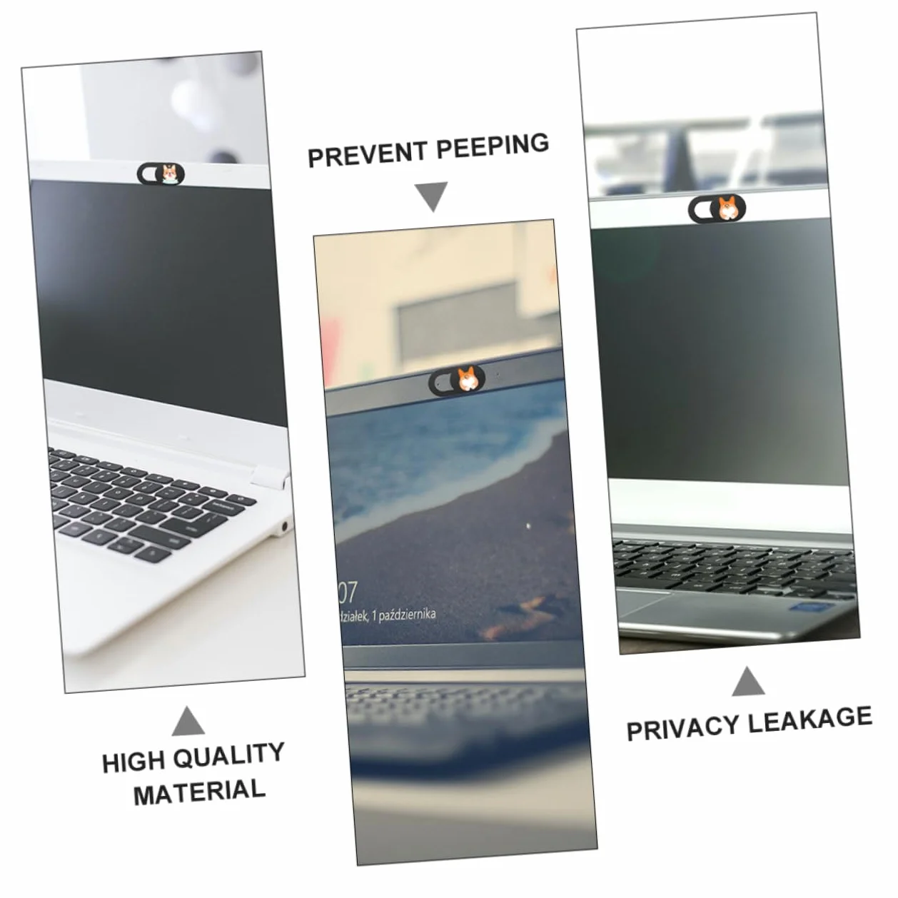 3kawałki Osłona Kamery Internetowej Szt z Unikalnym Wzorem Psa Przesuwna Pokrywa Do Laptopa i Tabletu Uniwersalna Osłona Prywatności Materiał Dekoracyjny Design Cienka i