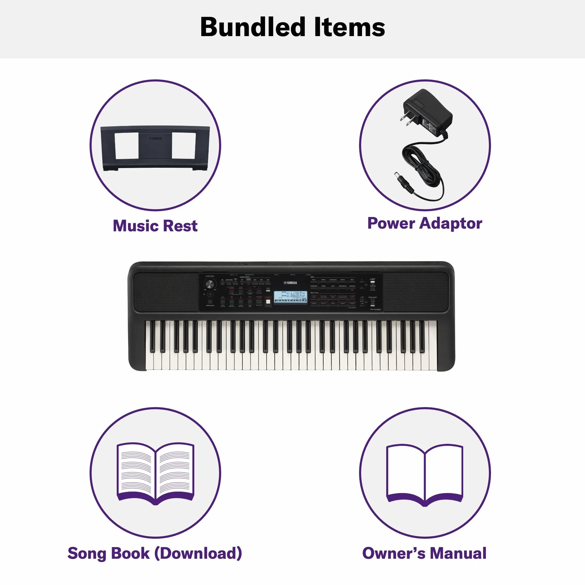 Yamaha PSR-E383 Przenośny Keyboard 61 Czułych na Dotyk Klawiszy, Lekcje Online Yamaha Music School