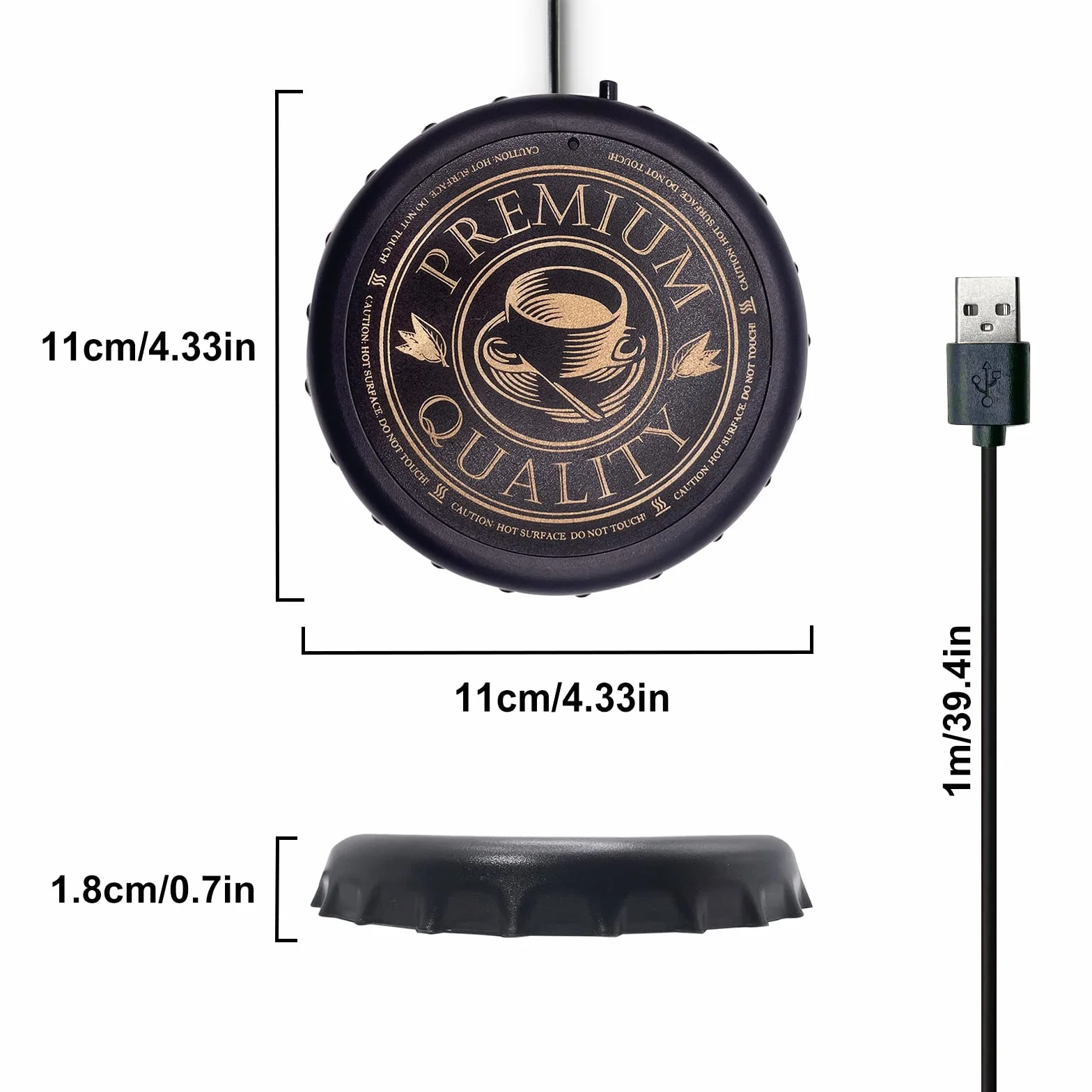 Podgrzewacz do filiżanek USB, korek do butelek, podgrzewacz do kawy, podstawka z termostatem, automatyczne wyłączanie, zabezpieczenie przed przegrzaniem, elektryczny podgrzewacz napojów USB do