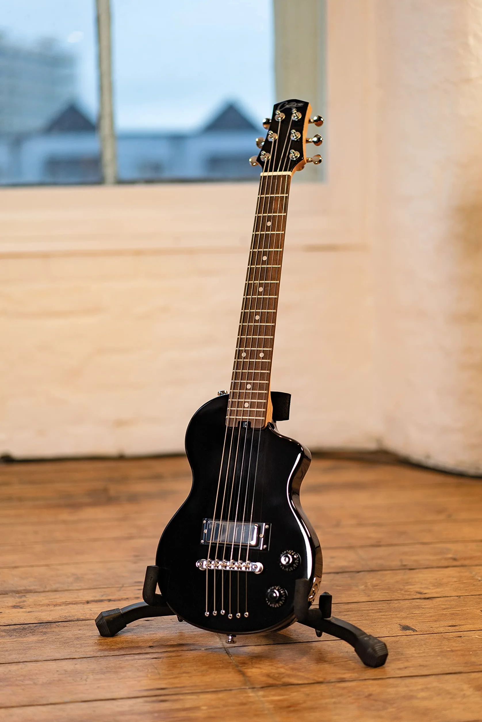 Carry-on By Blackstar BA226016 Mini Jet Black gitara elektryczna – idealna dla dzieci i dorosłych, początkujących i podróży, Czarna