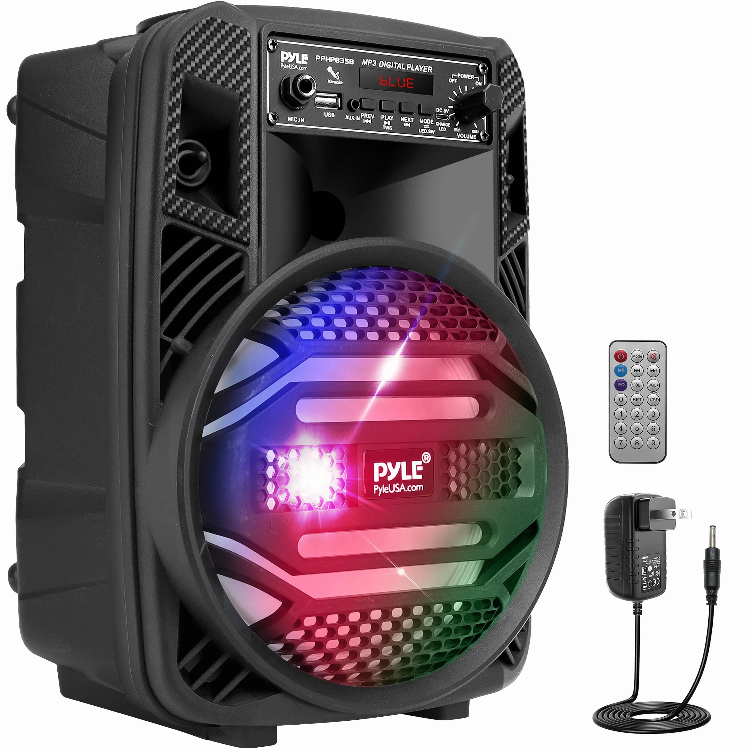 Pyle Przenośny system głośników Bluetooth PA 300 W 8-calowy subwoofer 2.5 cm głośnik wysokotonowy