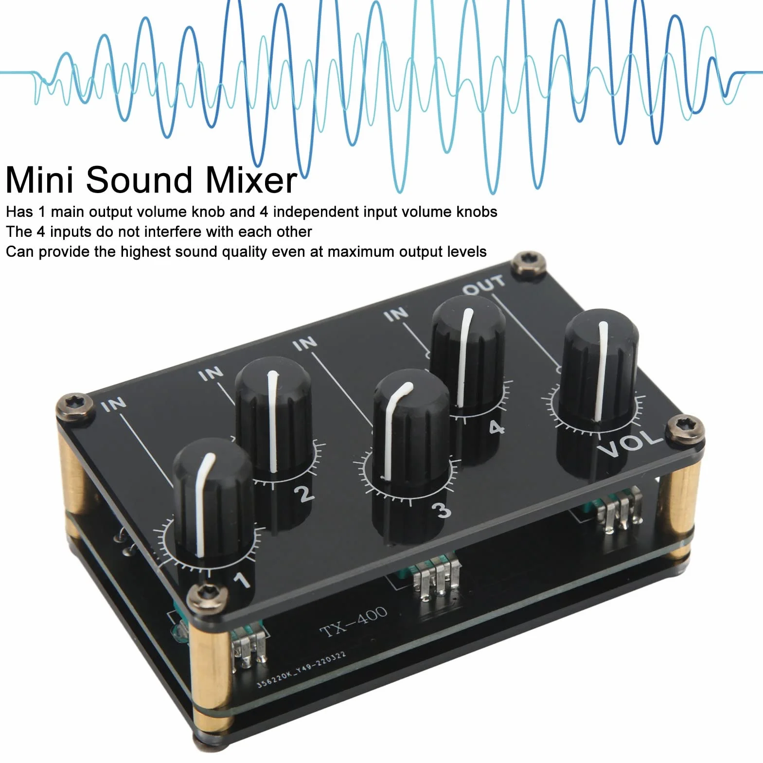Mikser Audio, Mikser Audio 4 Wejście 1 Wyjście Mini Konsola Karty Dźwiękowej Przenośny Pasywny Mikser Audio Stereo