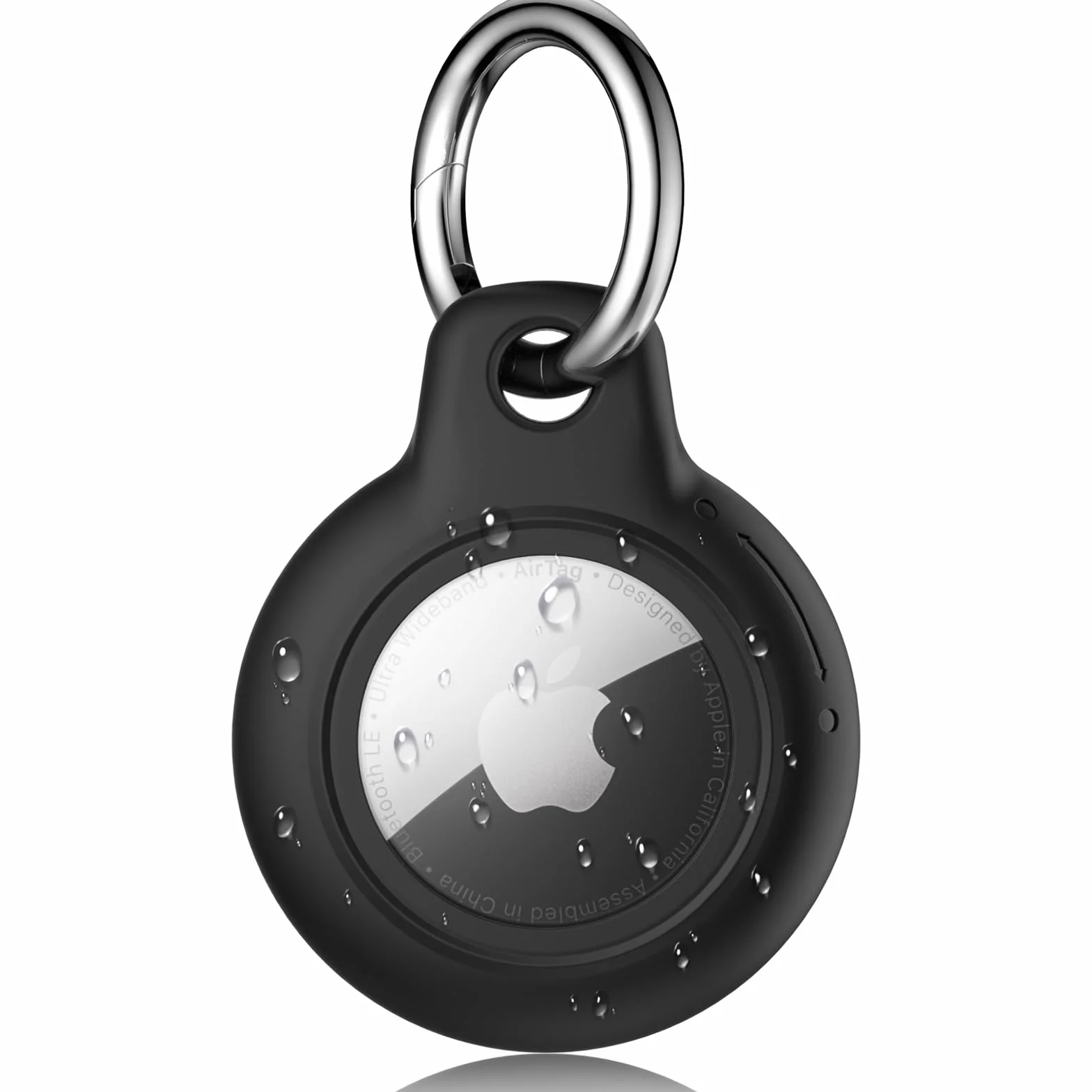 Wanme Etui do Apple AirTag zawieszka z brelokiem do kluczy, wodoodporna zawieszka AirTag z ochroną przed zarysowaniami, akcesoria Apple Tracker na klucze, zwierzęta domowe, bagaż, plecaki (czarne)
