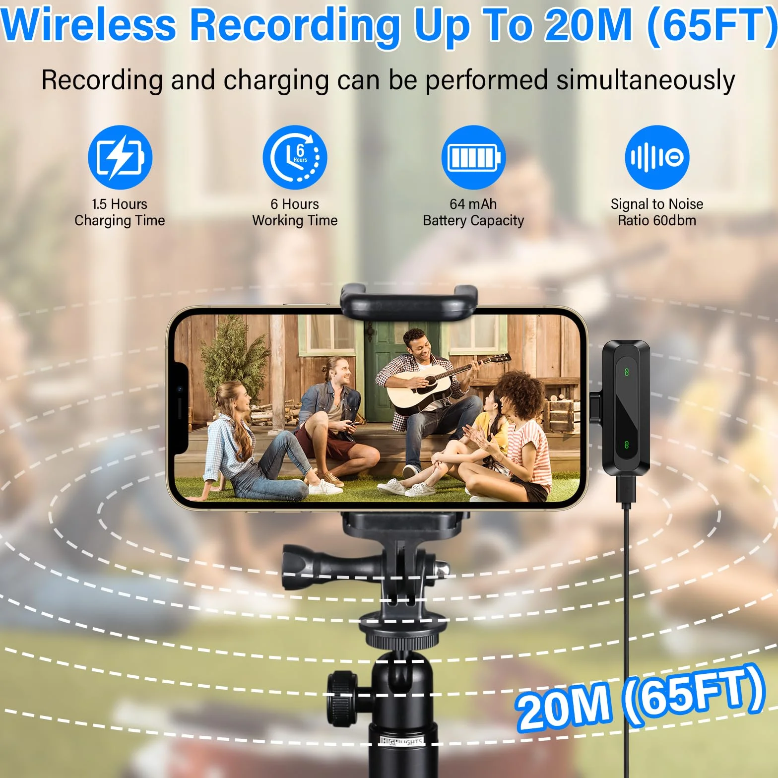Bezprzewodowy mikrofon krawatowy do iPhone'a i Androida, 2,4 GHz, plug and play, mini mikrofon, redukcja szumów przez DSP, do nagrywania, Youtube, TikTok, blogów, wywiadów