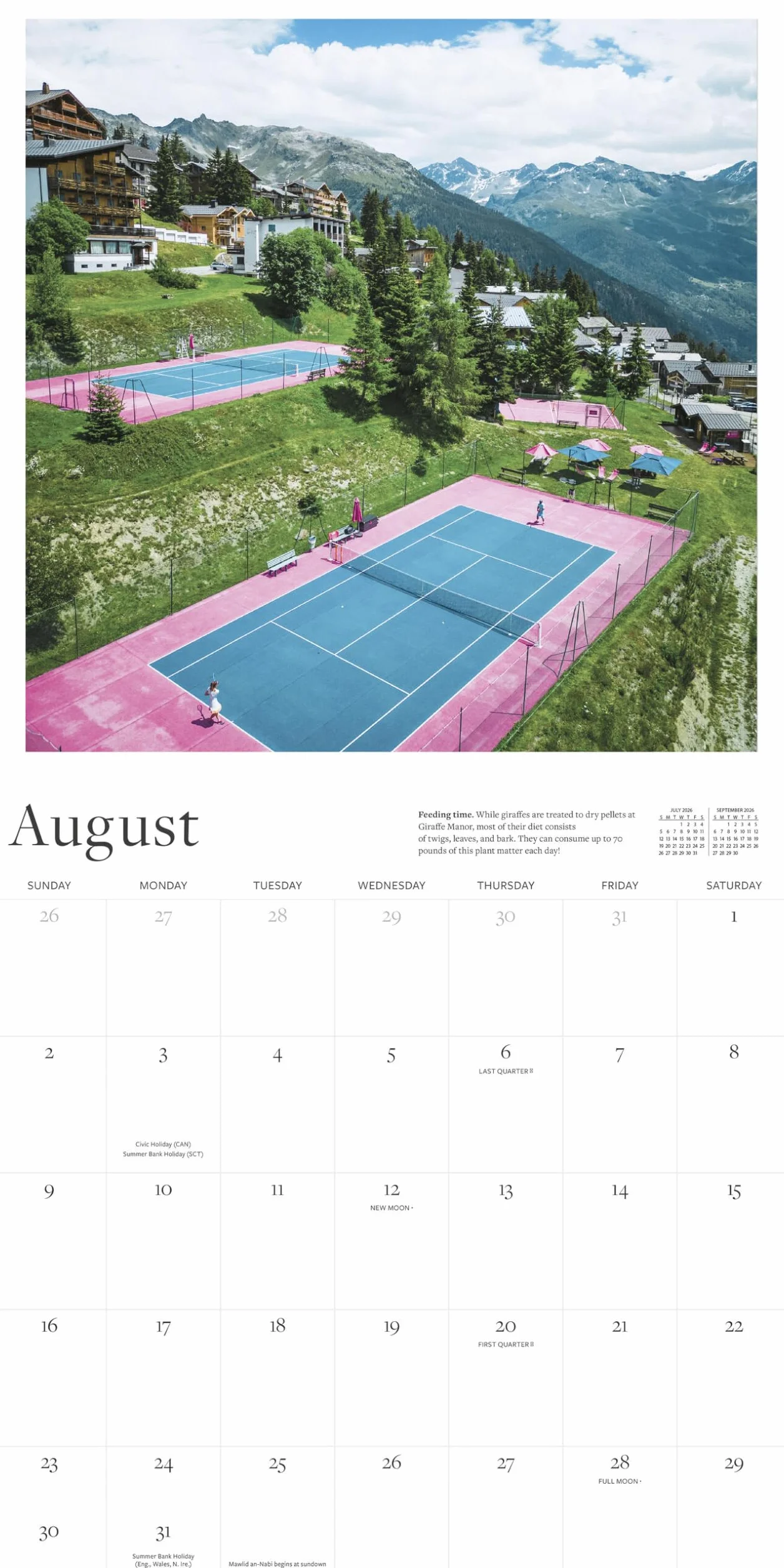 The Tennis Court Wall Calendar 2026: A Year of the World's Greatest Tennis Courts