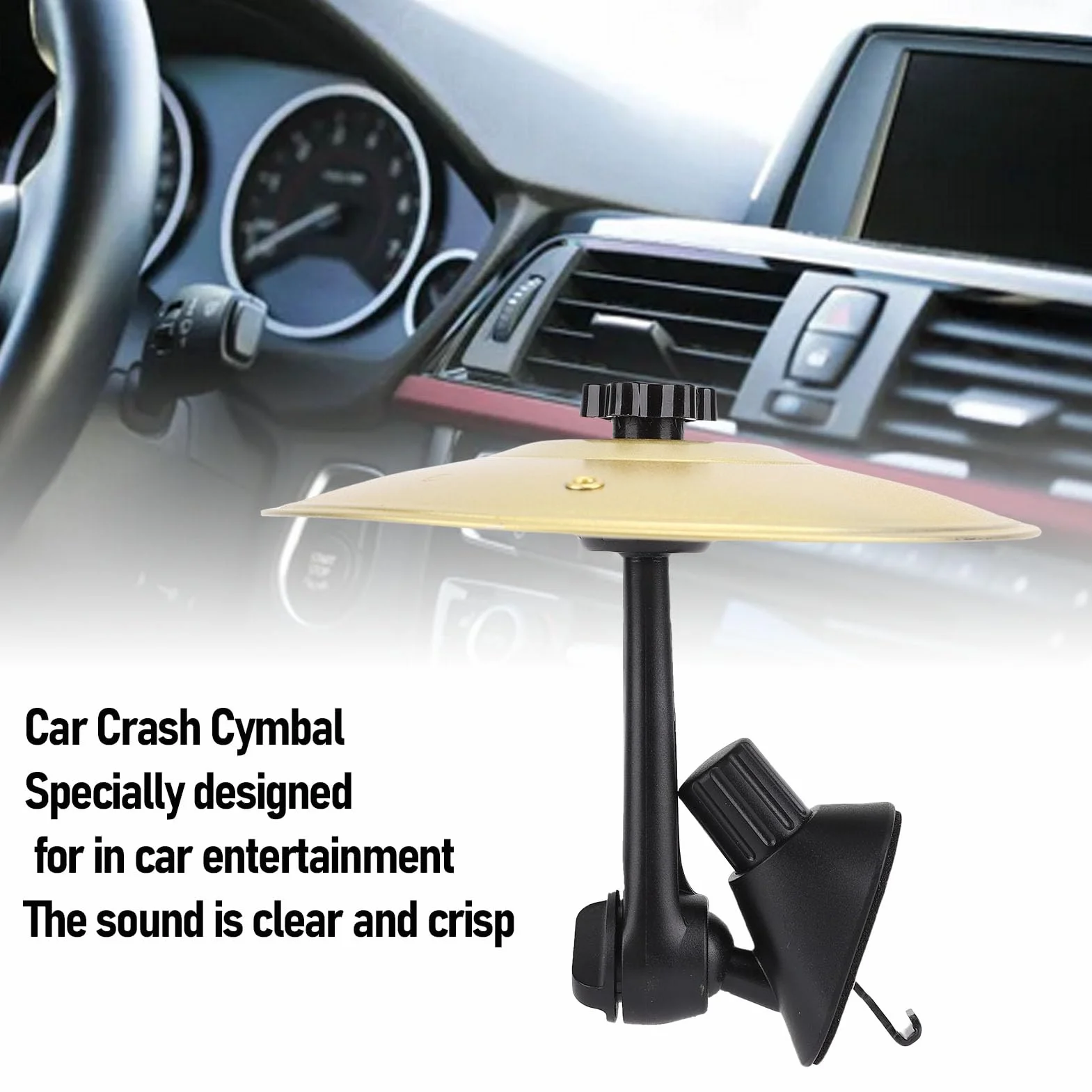 Cymbal Car Cymbal, Regulowany Wspornik o Dużej Objętości Talerz Samochodowy dla Rozrywki (GOLD)