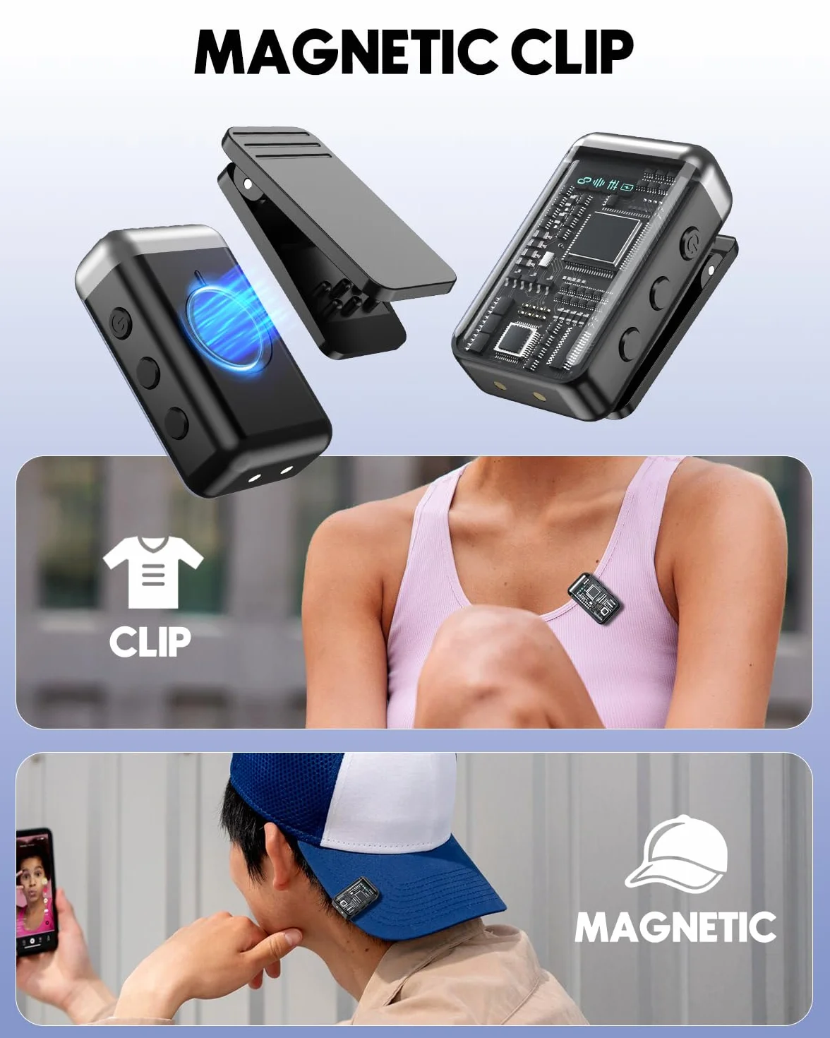 Bezprzewodowy mikrofon lavalier do iPhone'a – Revers Bluetooth mikrofon typu C i oświetlenie, mini Android Mic Microfonos, Inalambricos Professional do Tiktok, vlogingu, wywiadów, podcastów, YouTube