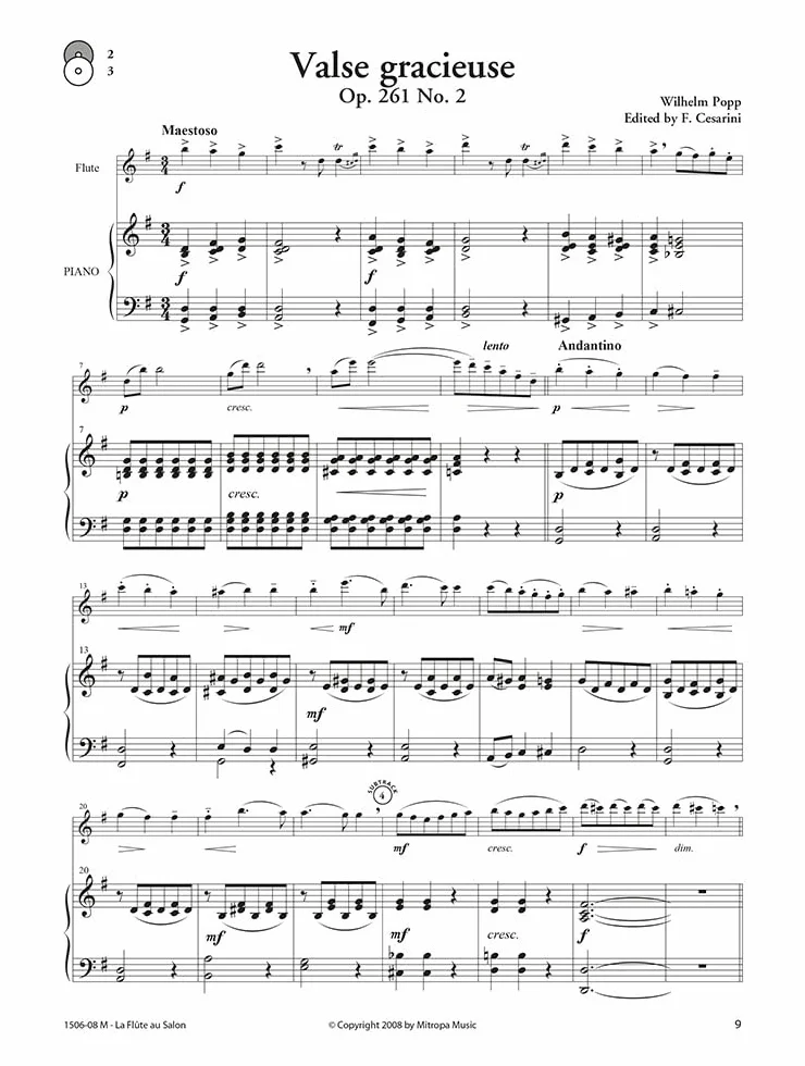 Franco cesarini : la flute au salon - recueil + cd - flute traversiere et piano: For Flute and Piano