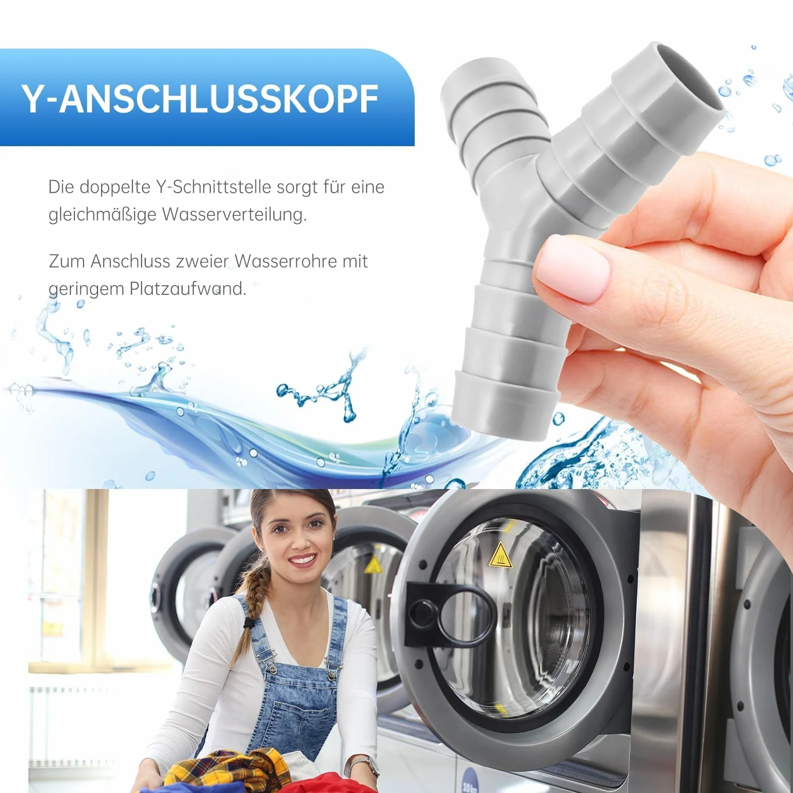 3-drożny rozdzielacz Y do węży odpływowych, złączka do węża odpływowego 20 mm, rozdzielacz odpływu, adapter do pralki i zmywarki, przyłącze do odpływu z 3 opaskami, idealny do kuchni i łazienki(szary)