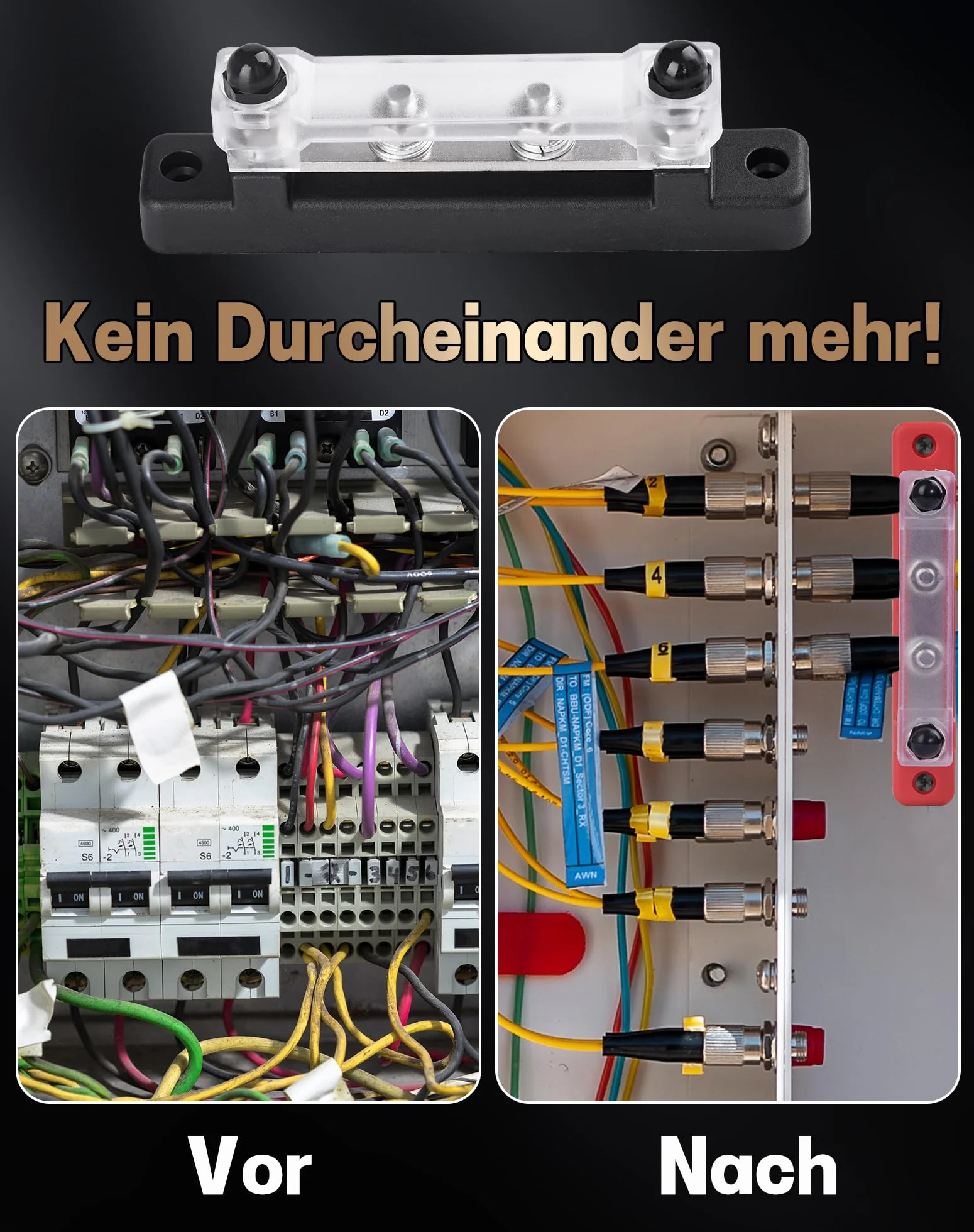 2 sztuki szyn zbiorczych 12 V-48 V DC 150 A, szyny zbiorcze, blok rozdzielczy z 4 x bolcami zaciskowymi M6 12 V, blok rozdzielczy zasilania z pokrywą, rozdzielacz 12 V, do samochodów RV, ciężarówek,