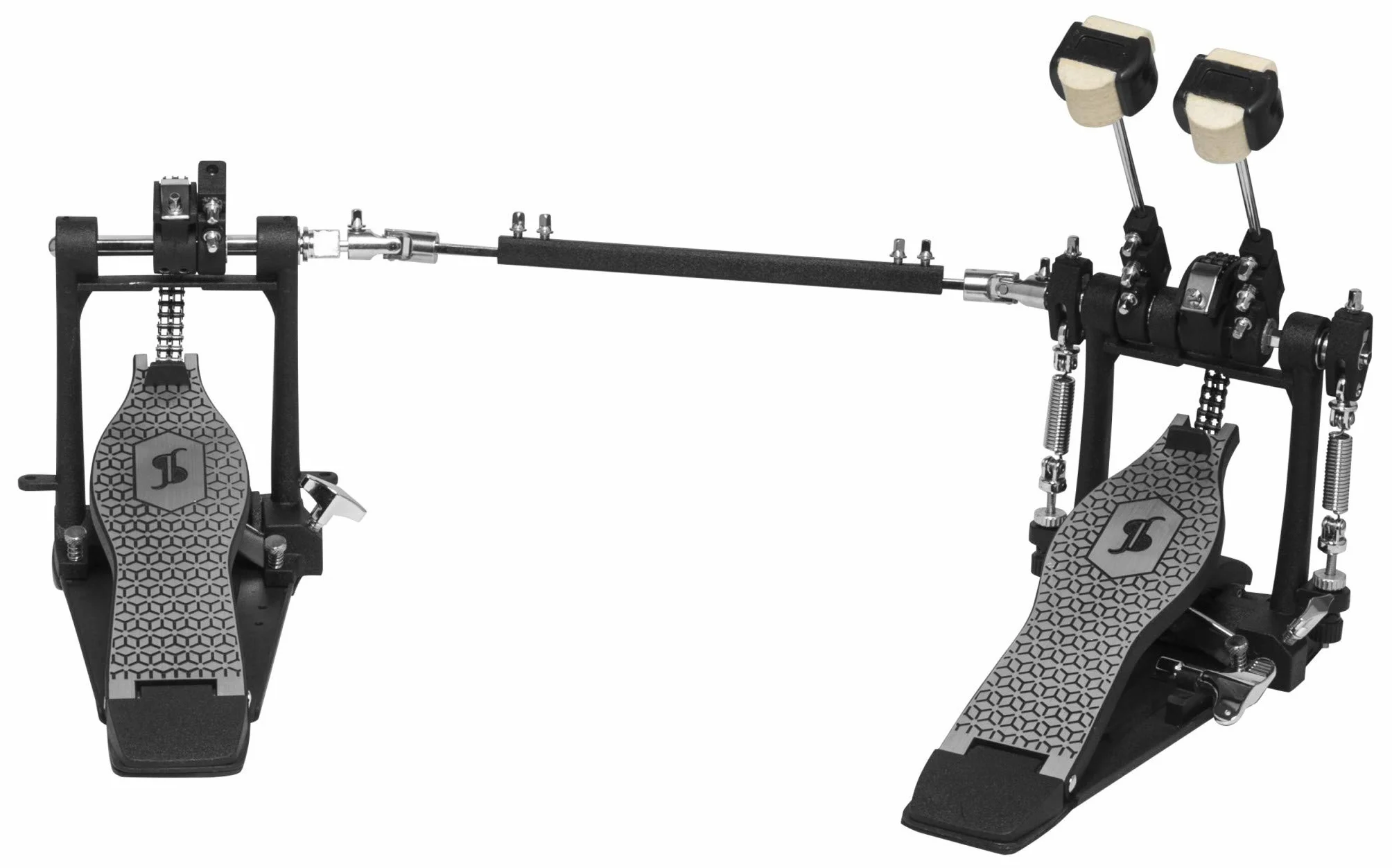 Stagg 52 Series Double Kick Bass Drum Pedal, 4-drożne naganiacze, podwójny łańcuch, blokada pamięci, dołączony klucz do bębna