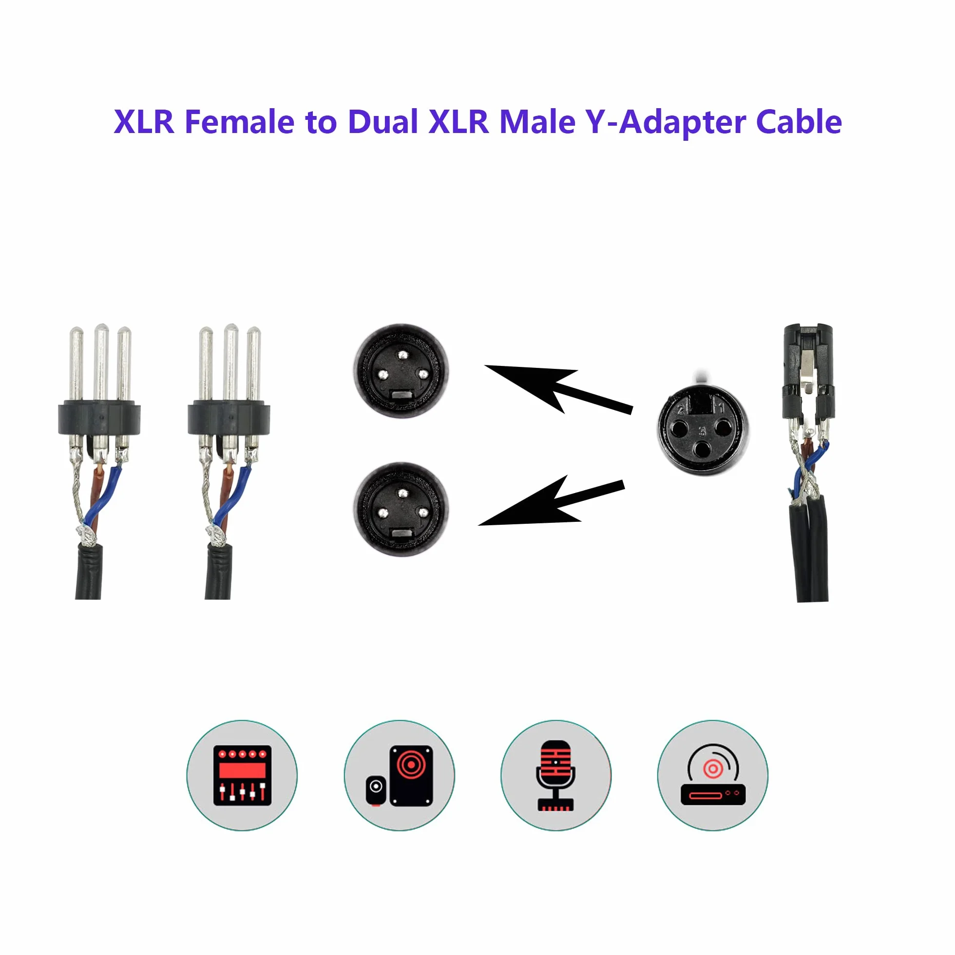 0.3M XLR męski/żeński do XLR żeński/męski kabel mikrofonowy 3 'Pro kabel Splitter serii Y-Cable (XLR(F) - (M) x 2, czarny)
